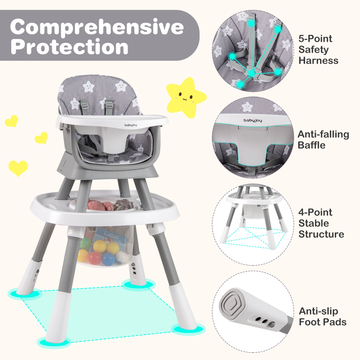 Gymax 16-in-1 Baby High Chair w/ Activity Center Booster Seat Building Block Table