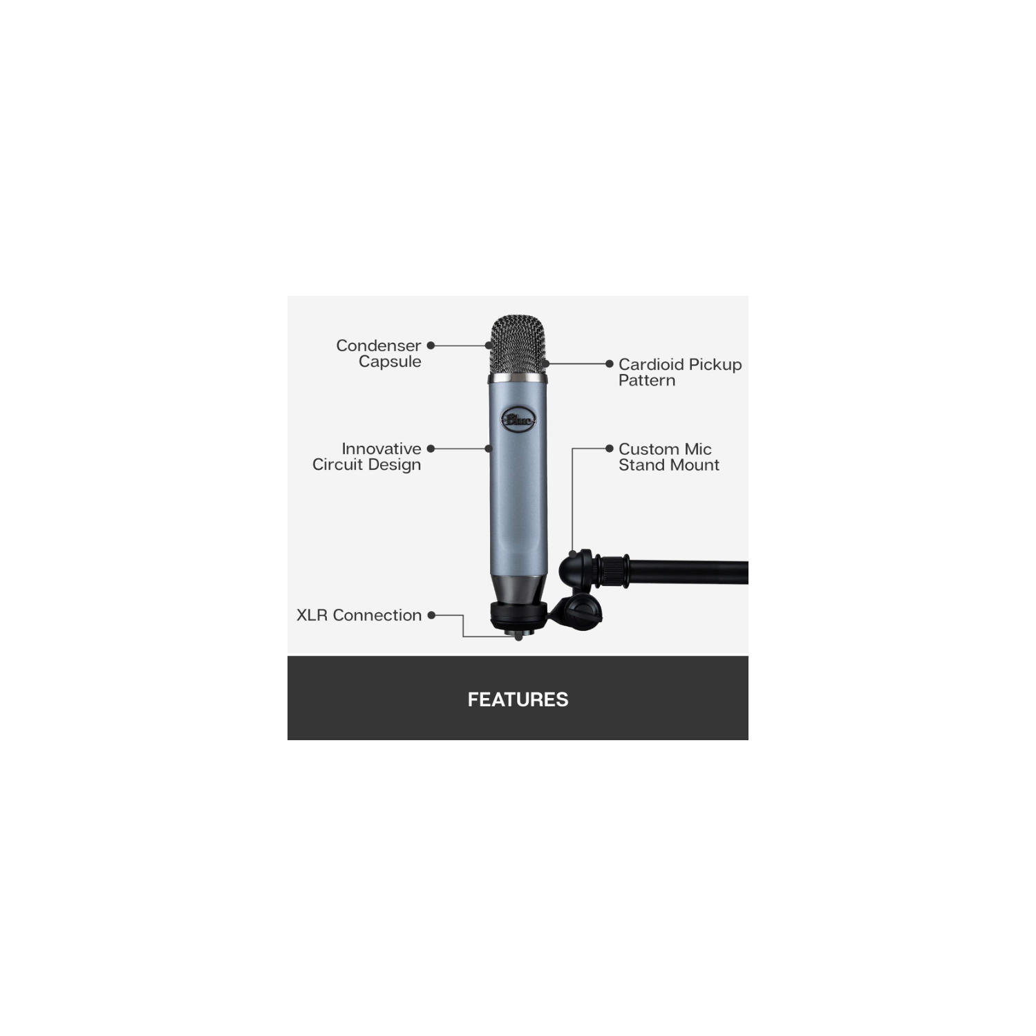 Logitech – Microphone à condensateur XLR Blue Ember pour studio, enregistrement, baladoémissions, microphone de diffusion