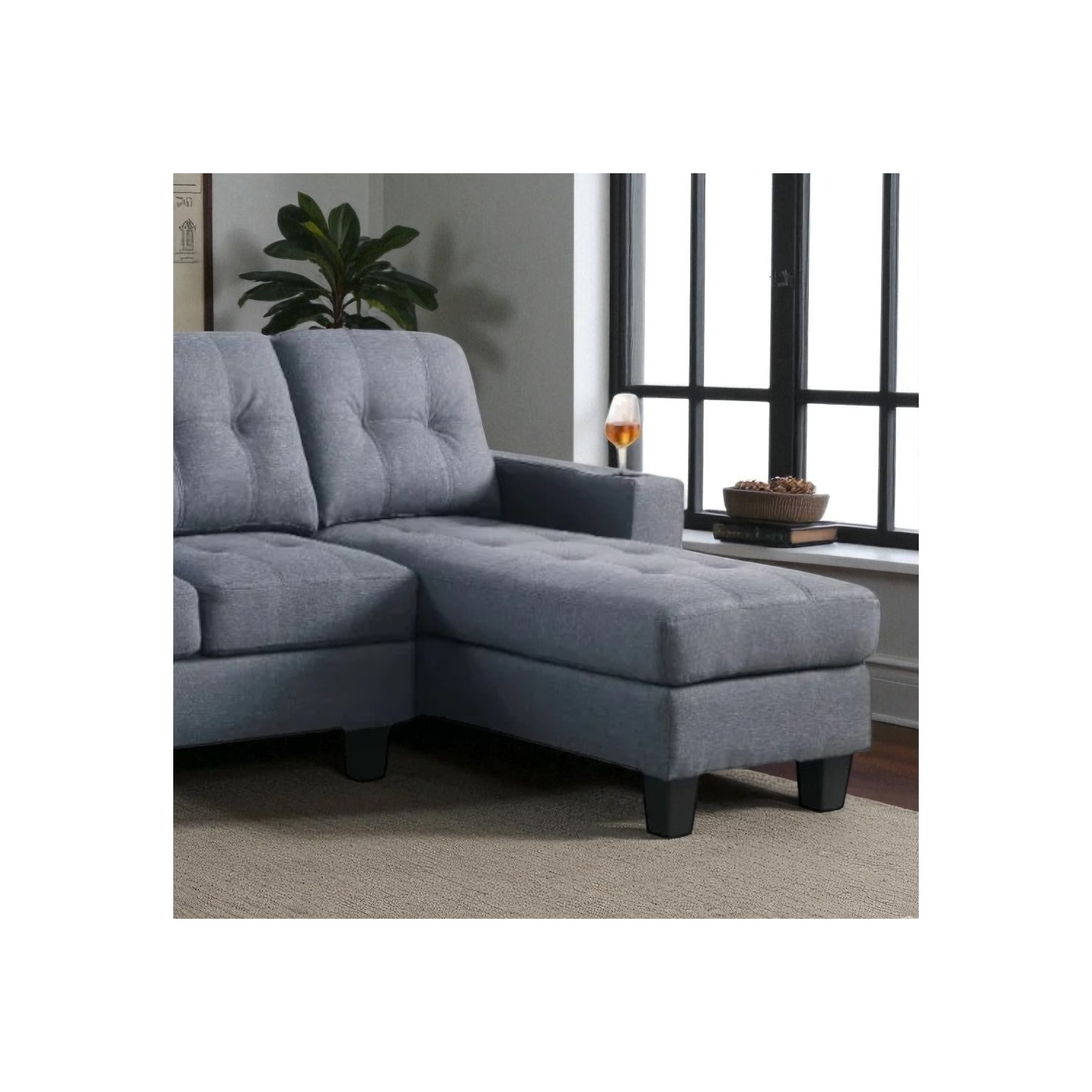 Canapé modulaire recouvert Cosmic Homes avec fauteuil réversible – Gris, canapé en L avec porte-gobelets pour le salon