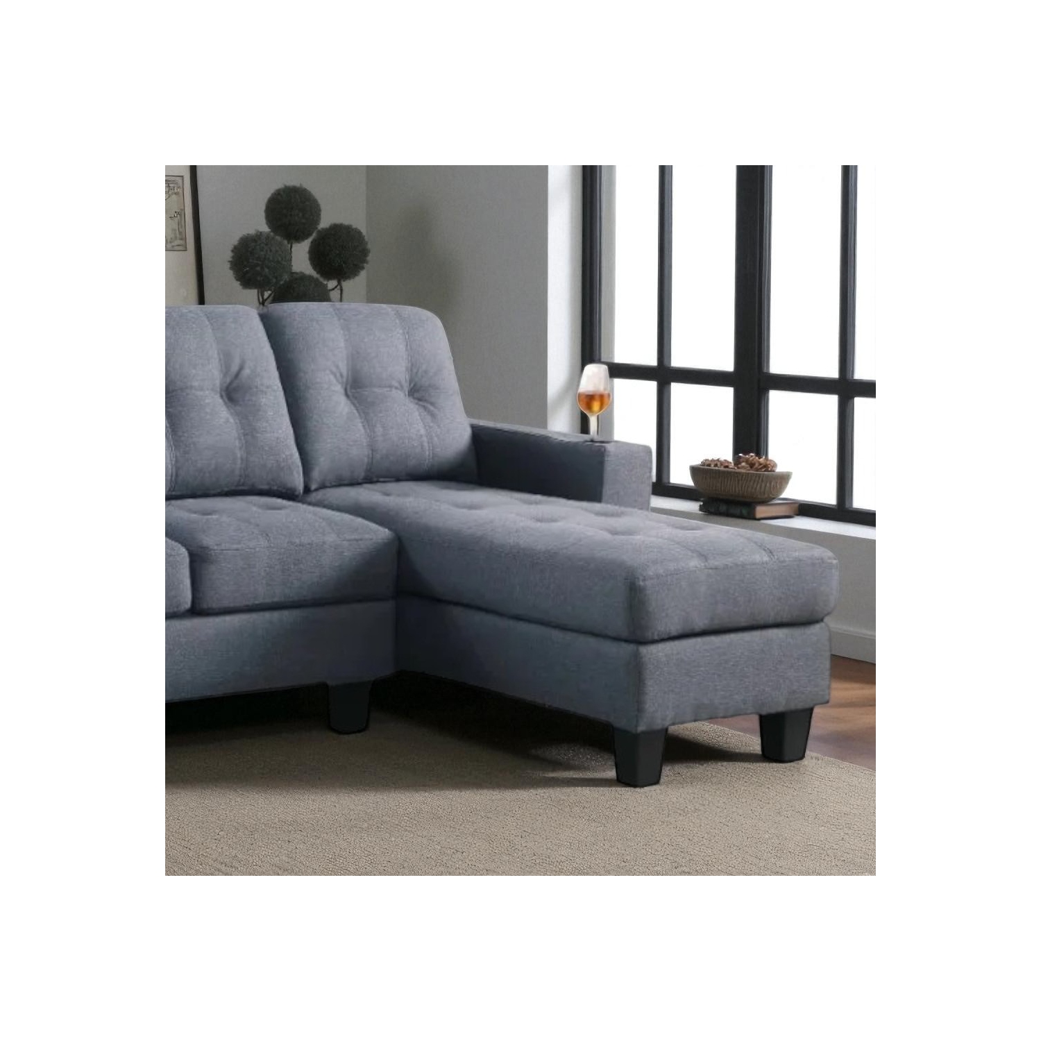 Canapé modulaire recouvert Cosmic Homes avec fauteuil réversible – Gris, canapé en L avec porte-gobelets pour le salon