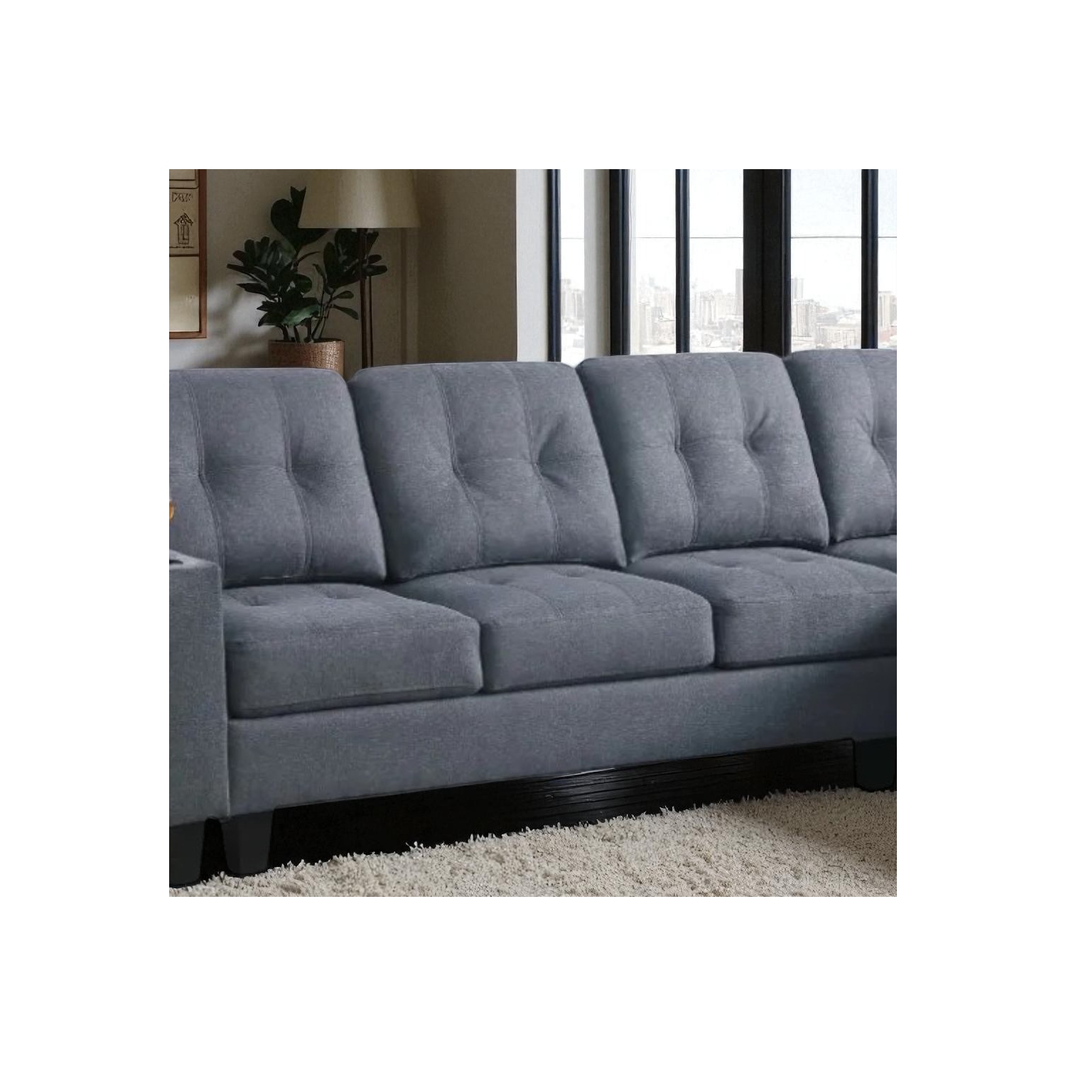 Canapé modulaire recouvert Cosmic Homes avec fauteuil réversible – Gris, canapé en L avec porte-gobelets pour le salon