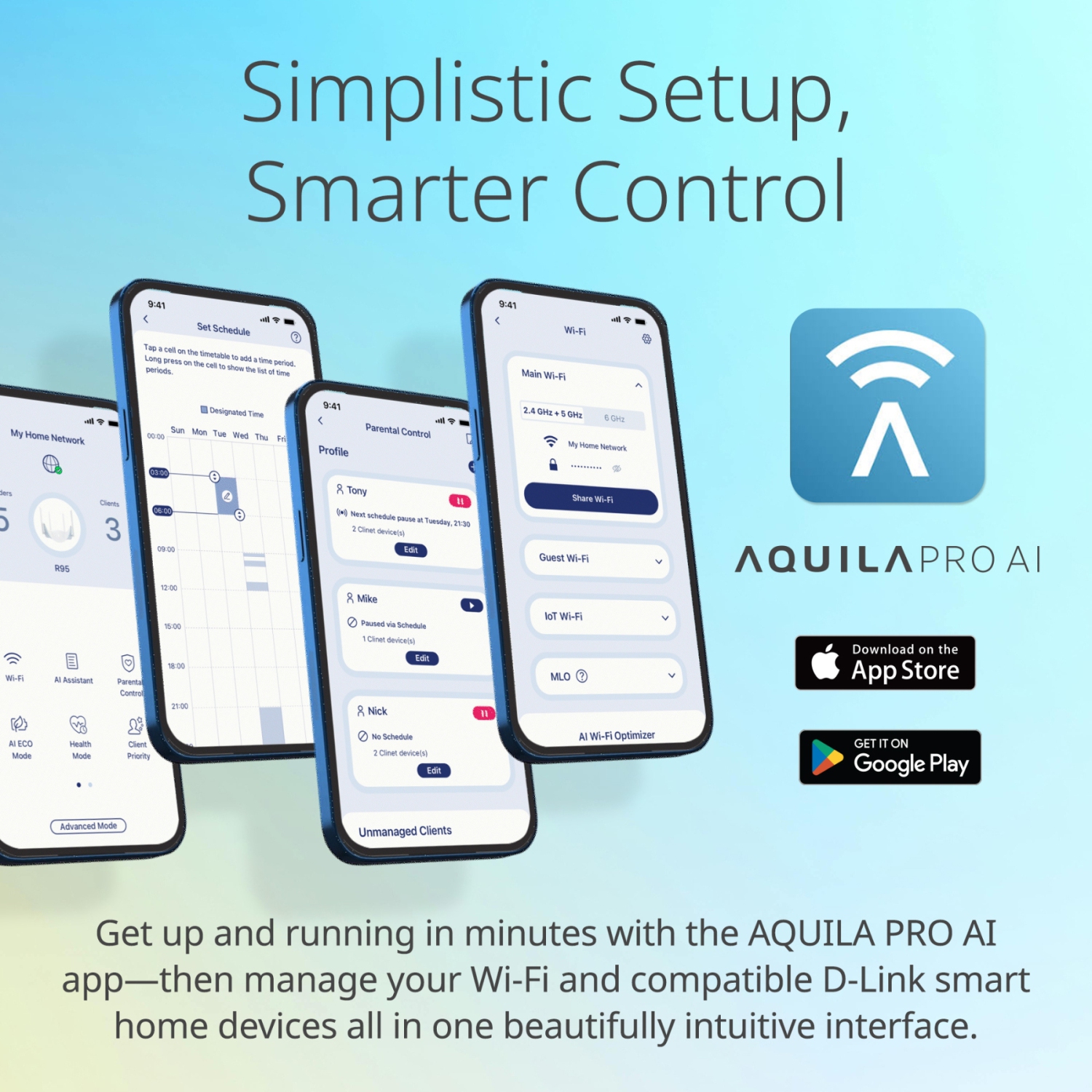 Routeur intelligent Wi-Fi 7 tribande BE9500 de D-Link – Conception sculptée en aile, 2,5 GbE, maillage auto-optimisant, Multi-Link, Multi-Gig,