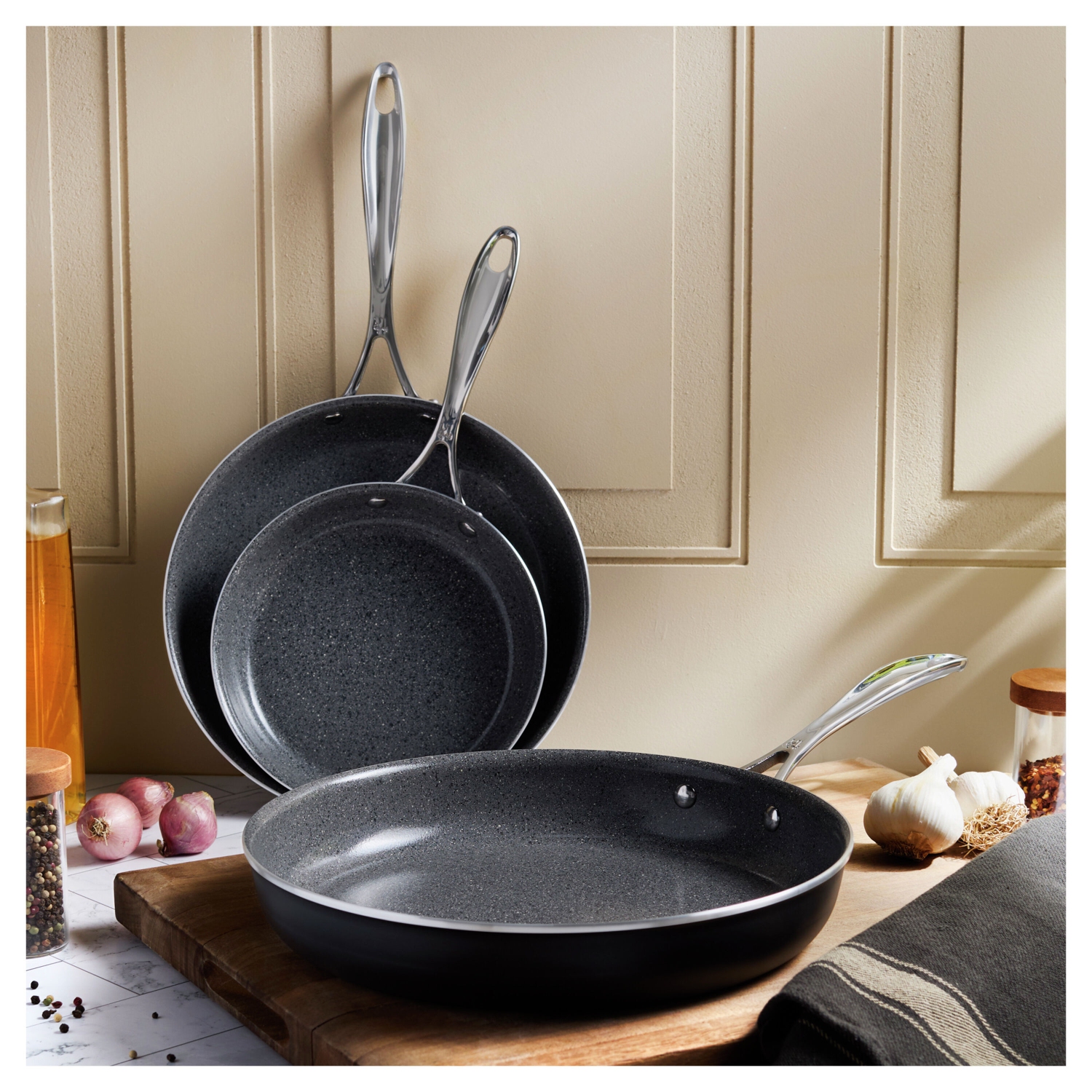 HENCKELS – Ensemble de 3 poêles à frire en aluminium Capri