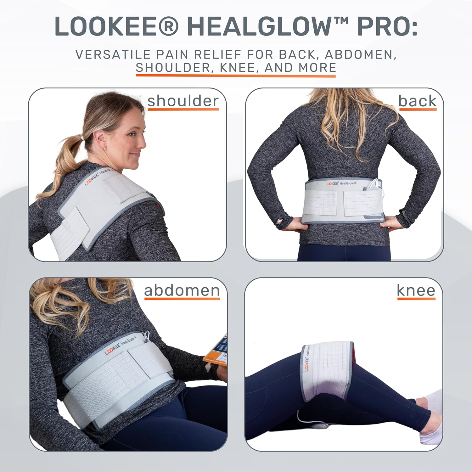Ceinture de thérapie médicale à infrarouge et à lumière rouge HealGlow Pro de LOOKEE | Programmable avec 10 modes de thérapie | Fièrement canadienne