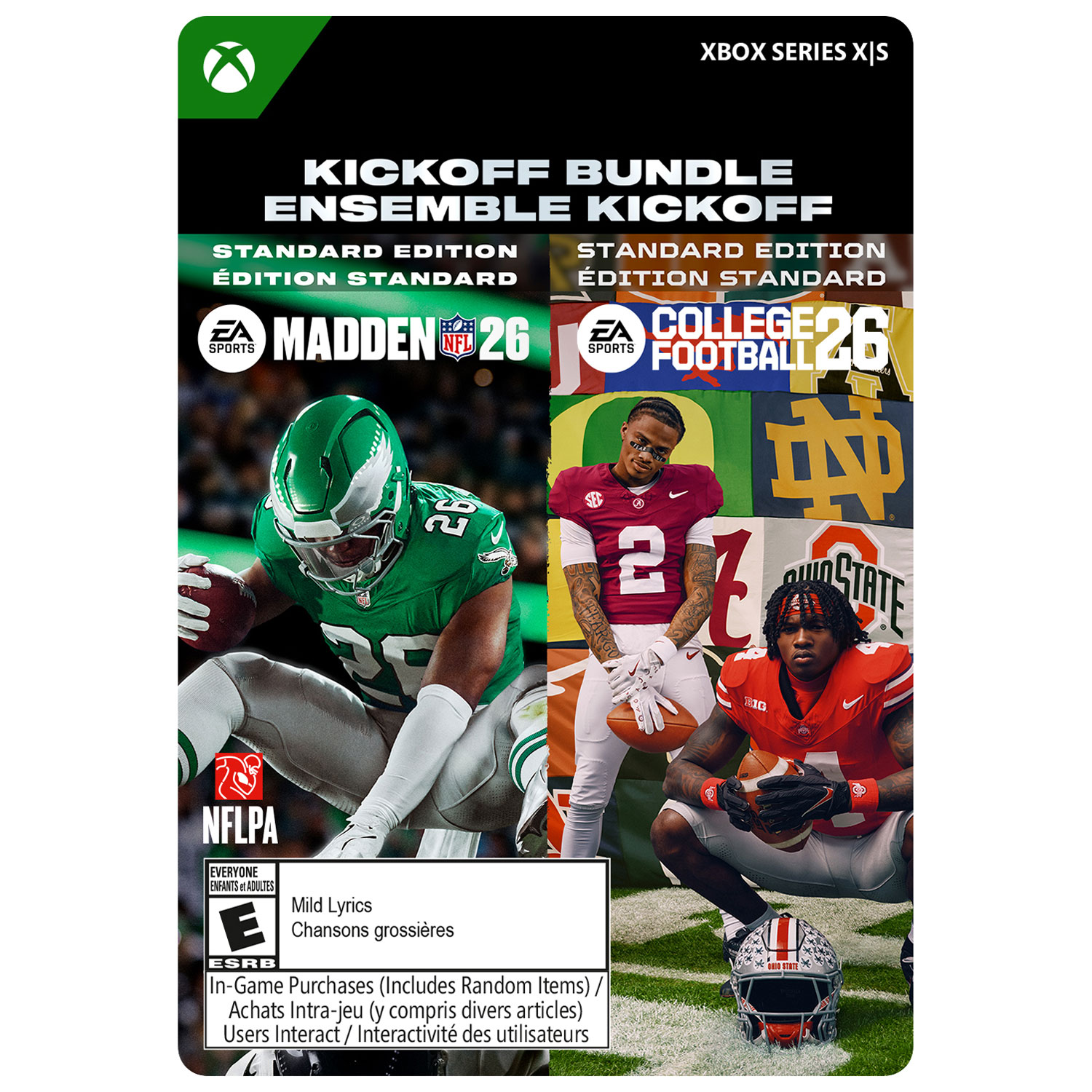 Ensemble Kickoff avec Madden NFL 26 et College Football 26 Édition standard