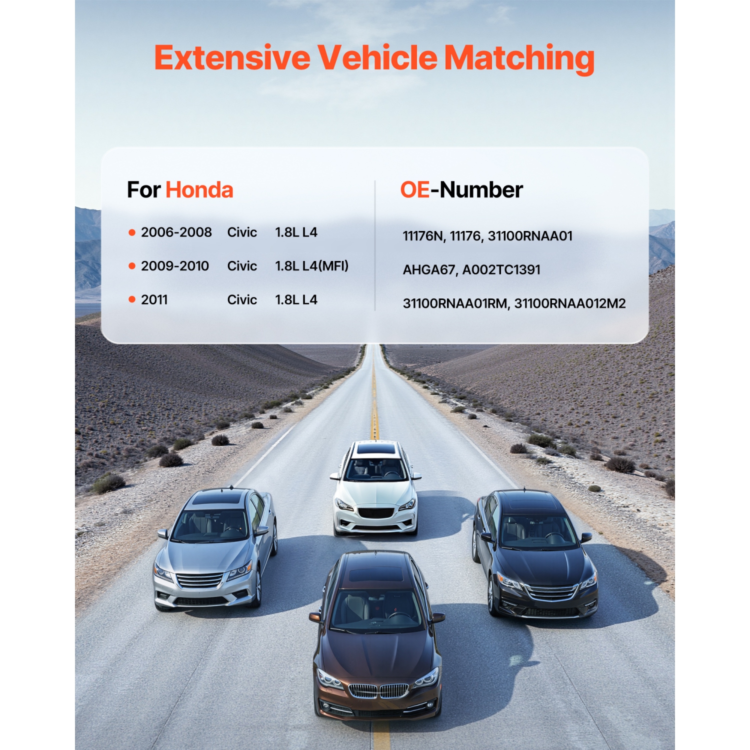 VEVOR 11176 Car Alternator, Fit for Honda Civic 1.8L L4 2006-2008 2011, Civic 1.8L L4 2009-2010, Replacement 31100RNAA01, 31100RNAA012M2,