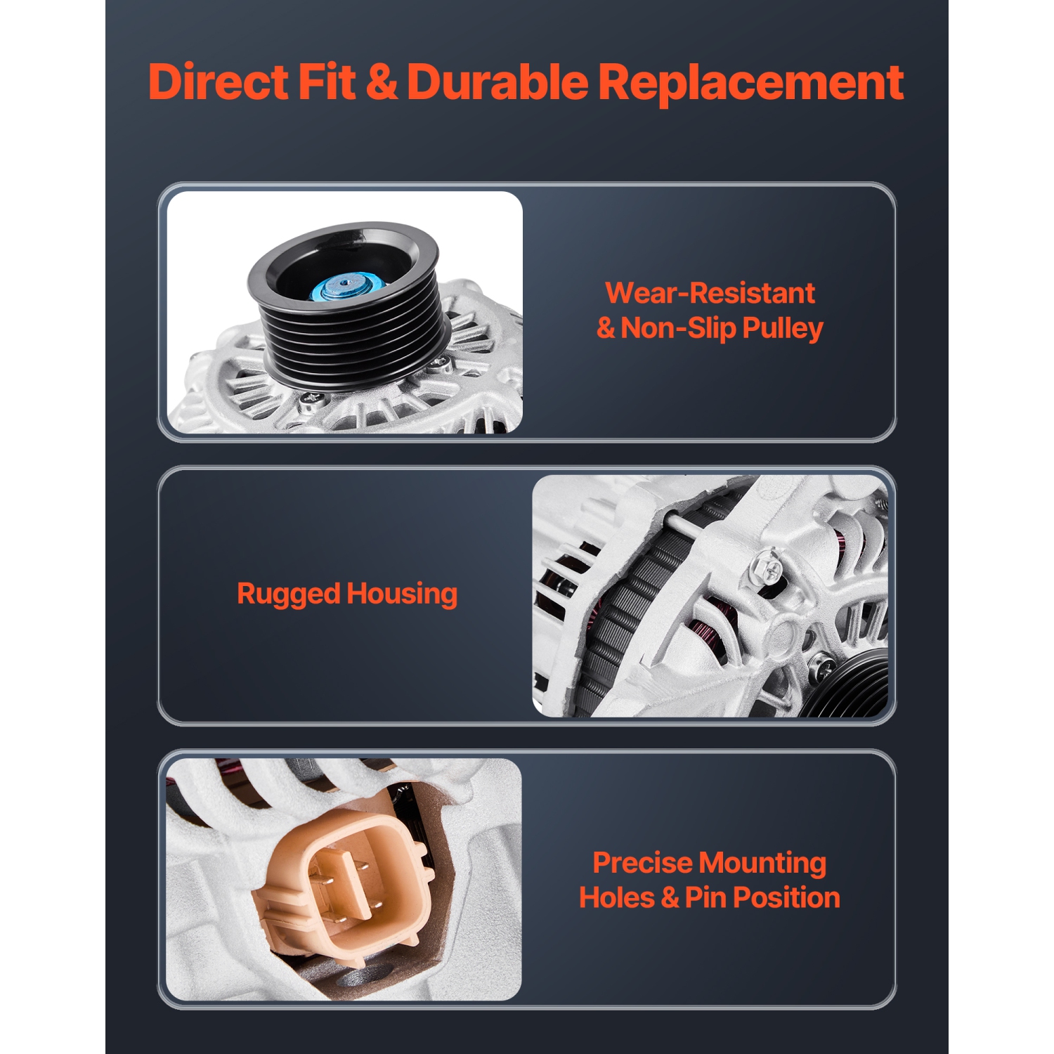 VEVOR 11176 Car Alternator, Fit for Honda Civic 1.8L L4 2006-2008 2011, Civic 1.8L L4 2009-2010, Replacement 31100RNAA01, 31100RNAA012M2,