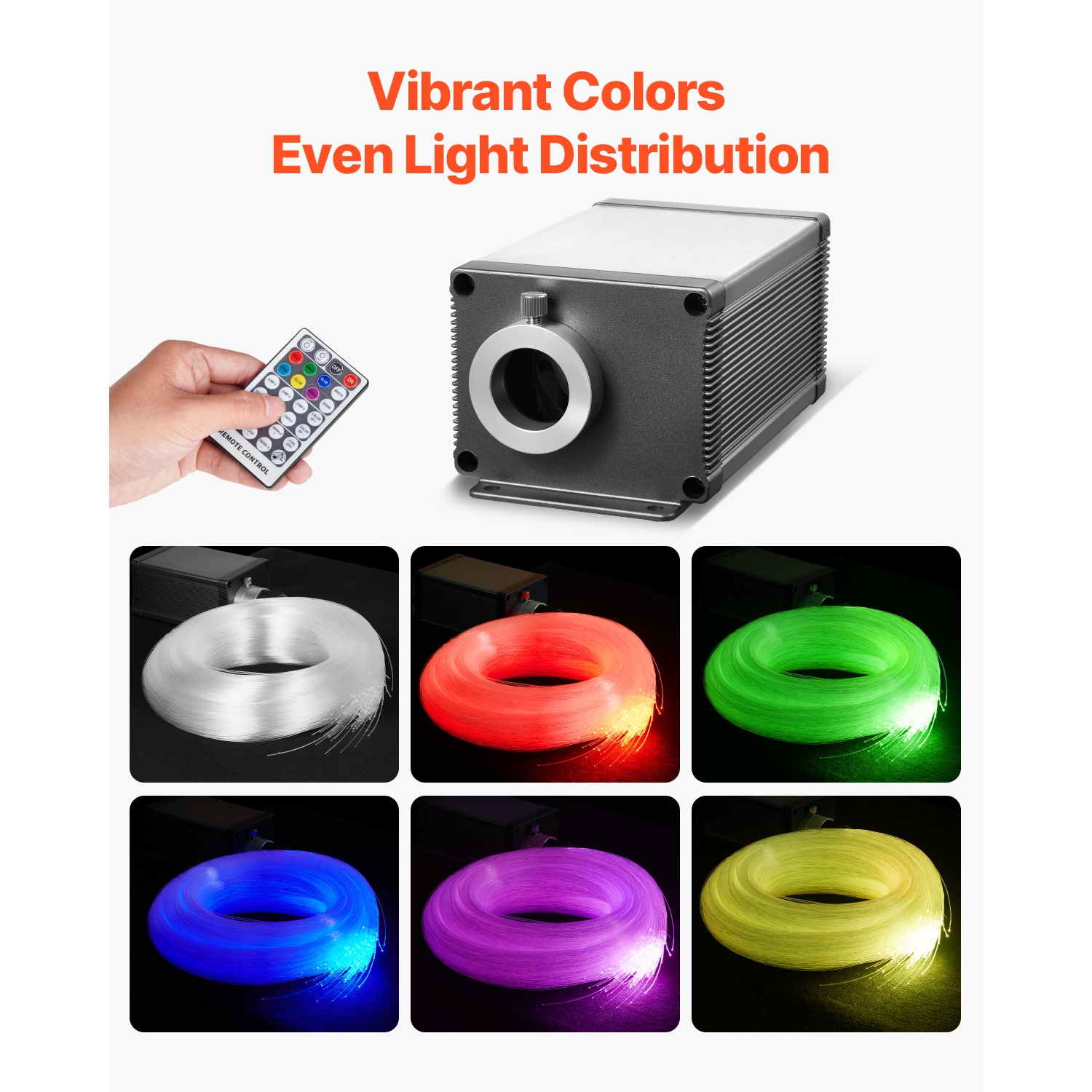 VEVOR 16W Starlight Headliner Kit, 550 pcs 0.03 in 9.8 ft, Twinkle Fiber Optic Star Ceiling Lights for Car, Bluetooth APP, Remote Control, Sound