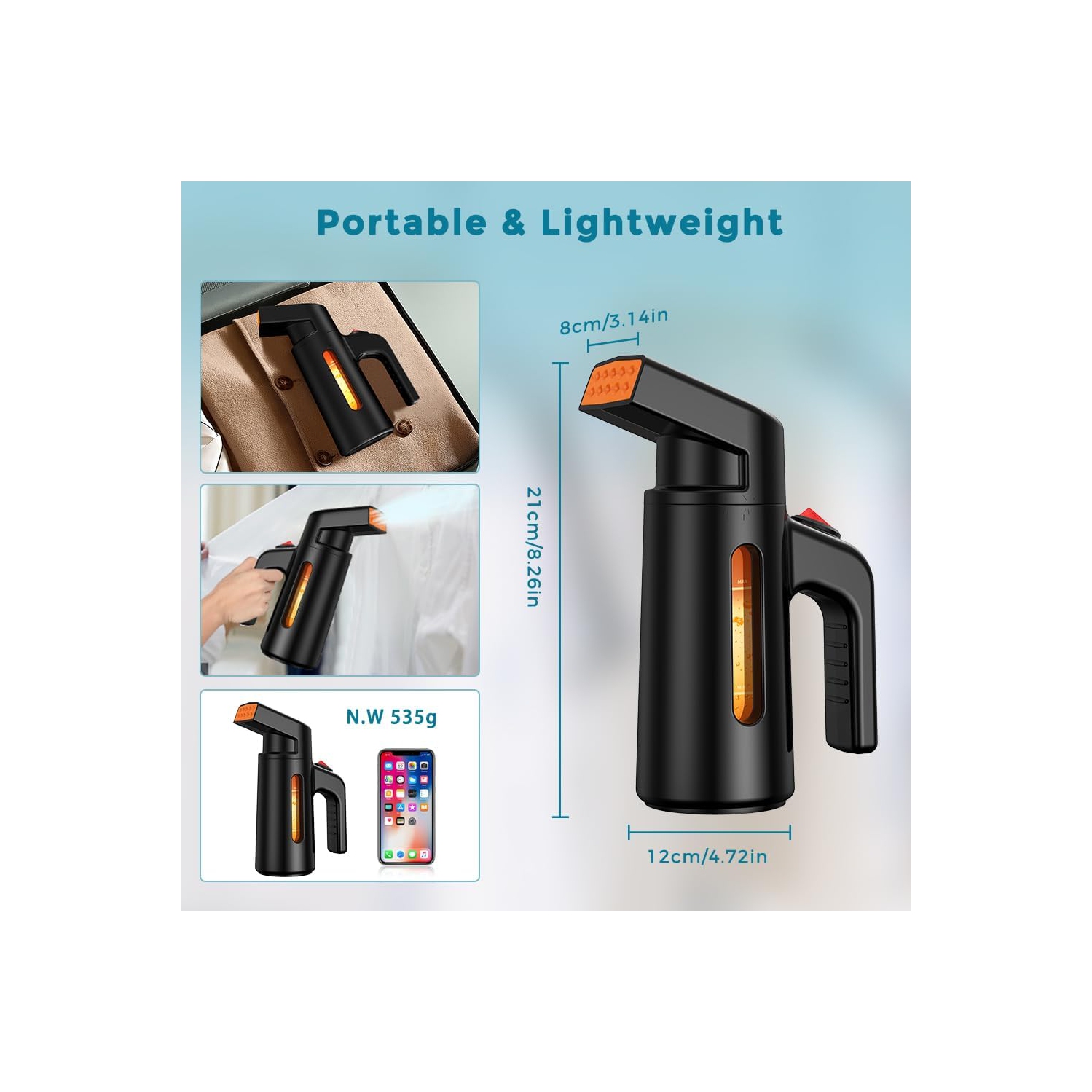 Défroisseur à vapeur portatif pour vêtements, défroisseur à vapeur portatif 700&nbsp;W avec réservoir d'eau 180&nbsp;ml, défroisseur à vapeur de