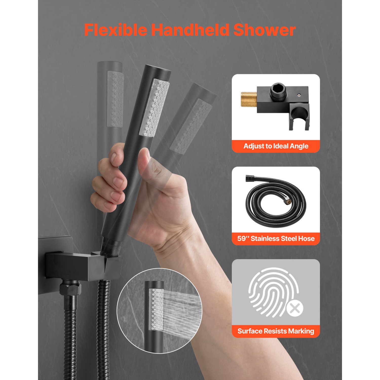 VEVOR 10-Inch Shower Faucet Set, Rainfall Bathroom Shower System with Square Rain Shower Head and Handheld Spray, Wall Mounted Bath Fixtures with
