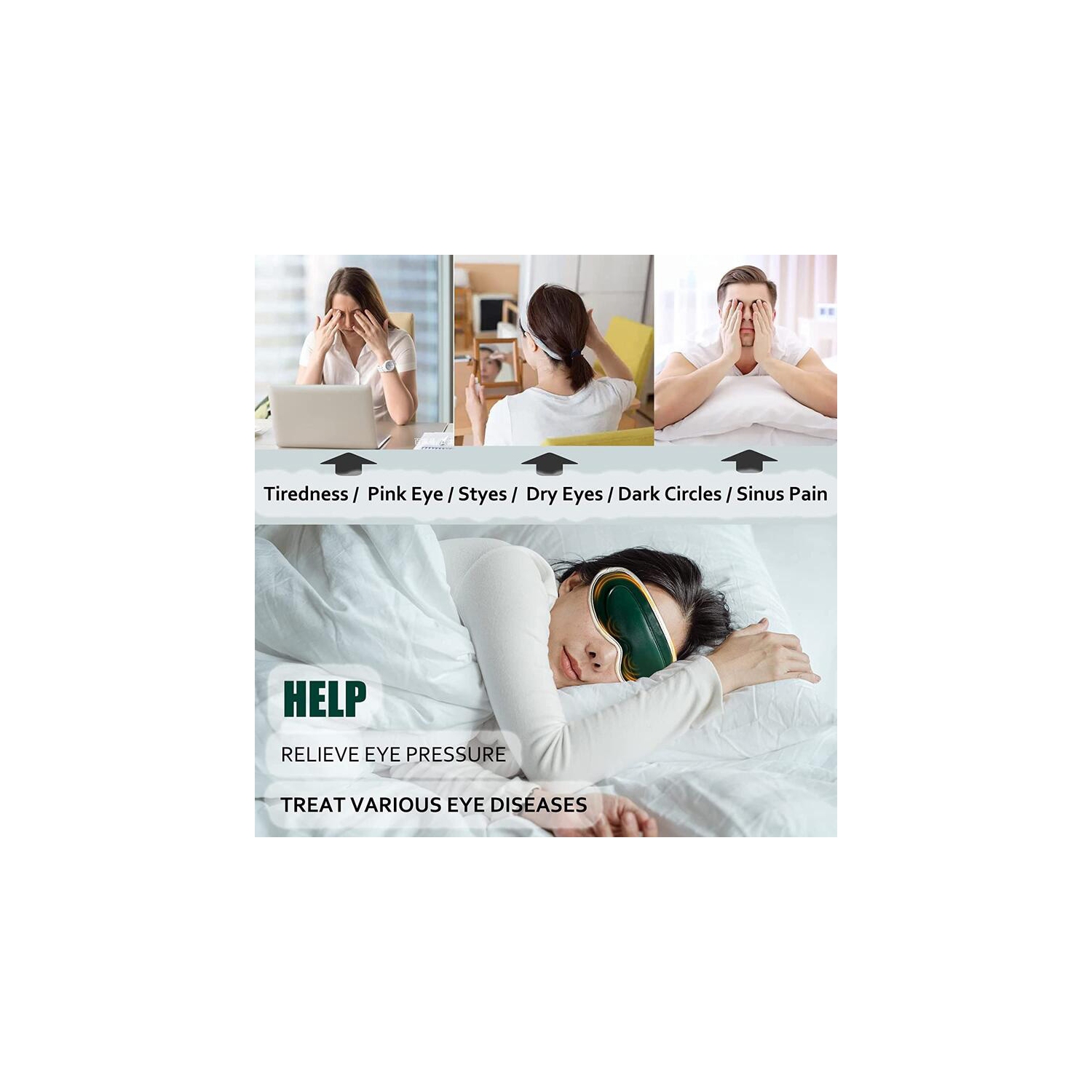 Eye Massager Vibration Electric Heating Cold Gel Eye Mask Massaje Relaxation Relieve Eyes Dark Circles Health Care Massage Saude