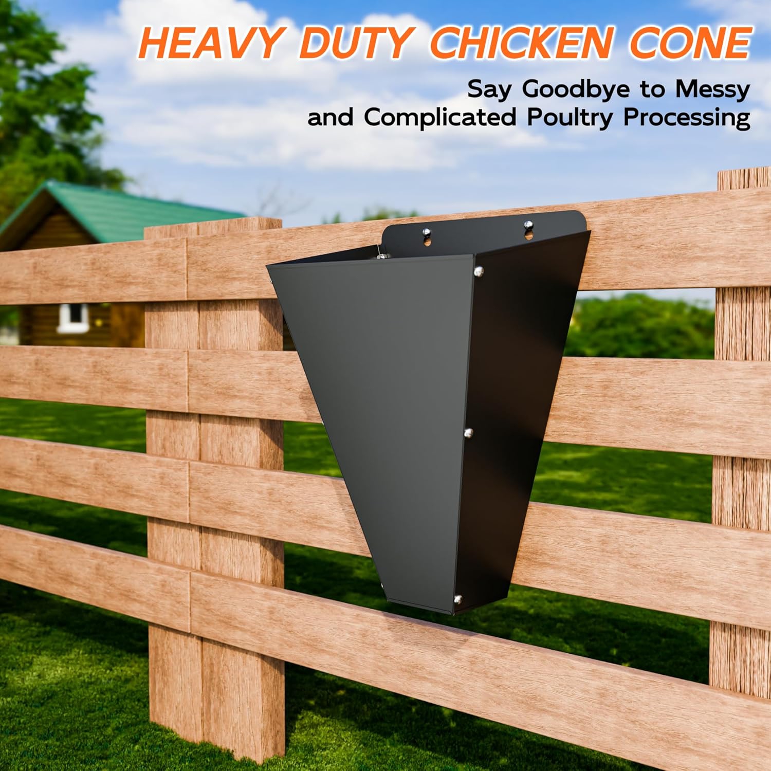 Large Size Chicken Restraining Cone, Heavy Duty Metal Poultry Cone with Flat Back Design, Chicken Processing Equipment for Turkey Ducks