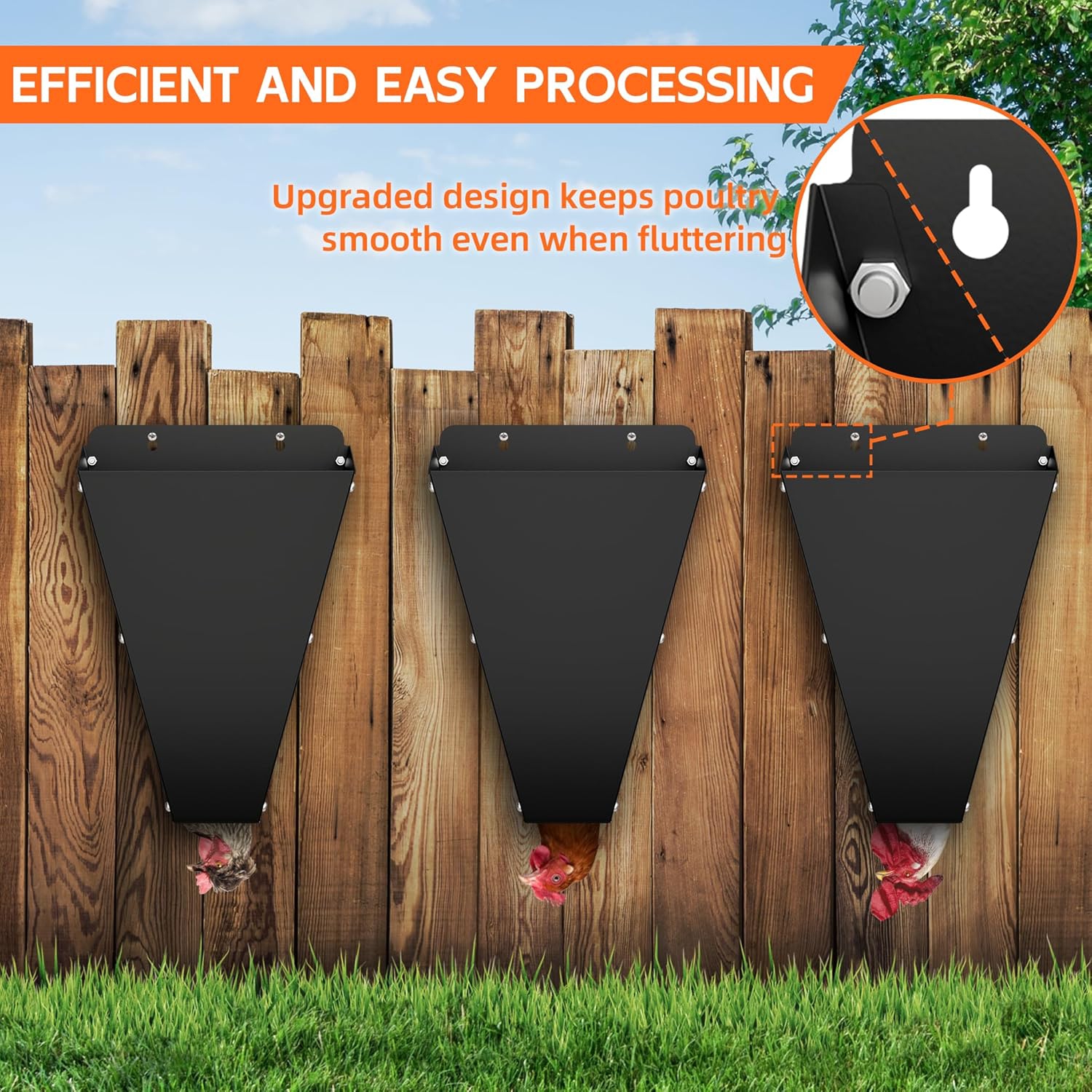 Large Size Chicken Restraining Cone, Heavy Duty Metal Poultry Cone with Flat Back Design, Chicken Processing Equipment for Turkey Ducks