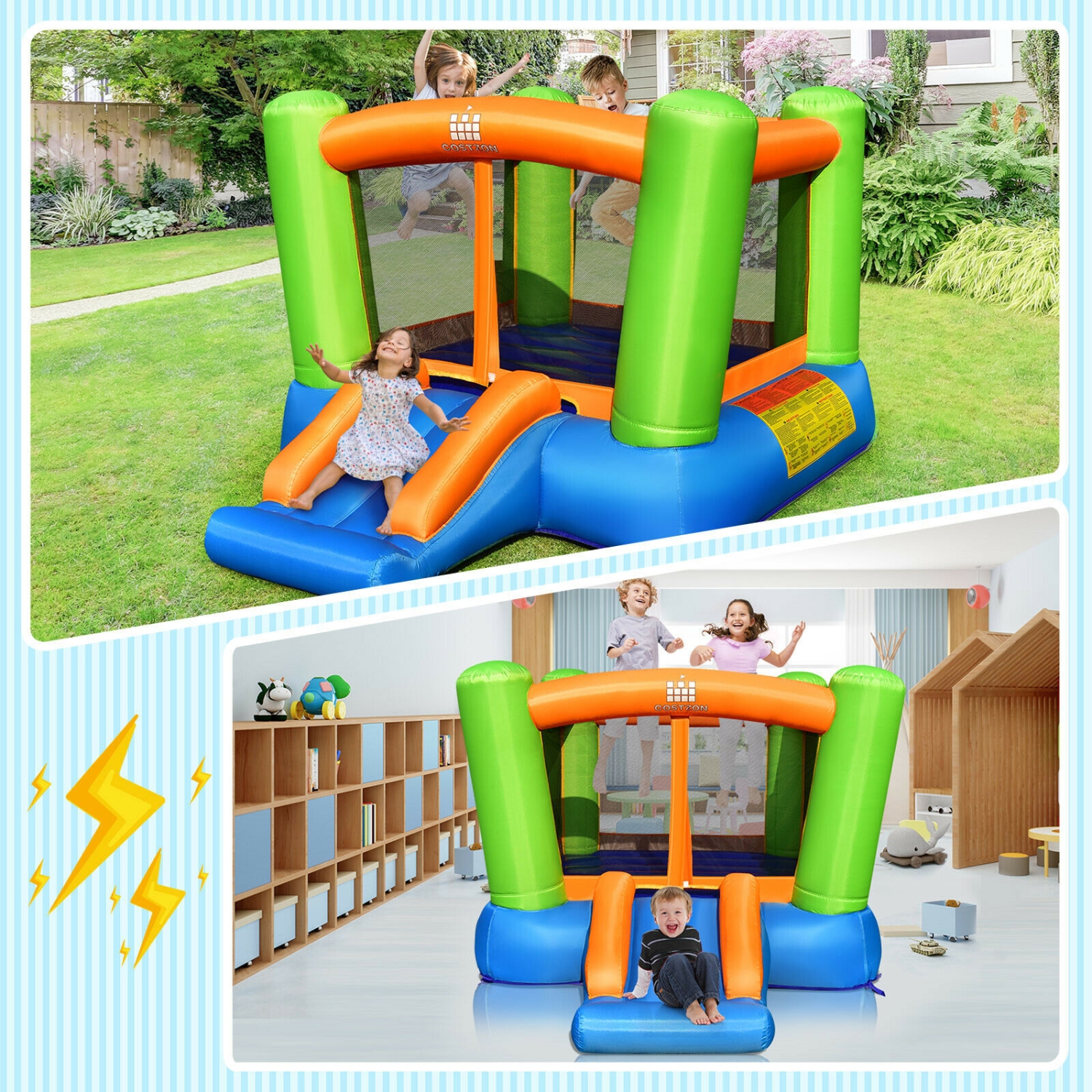 Kids Inflatable Bounce House for Indoor and Outdoor Play – Blower Not Included