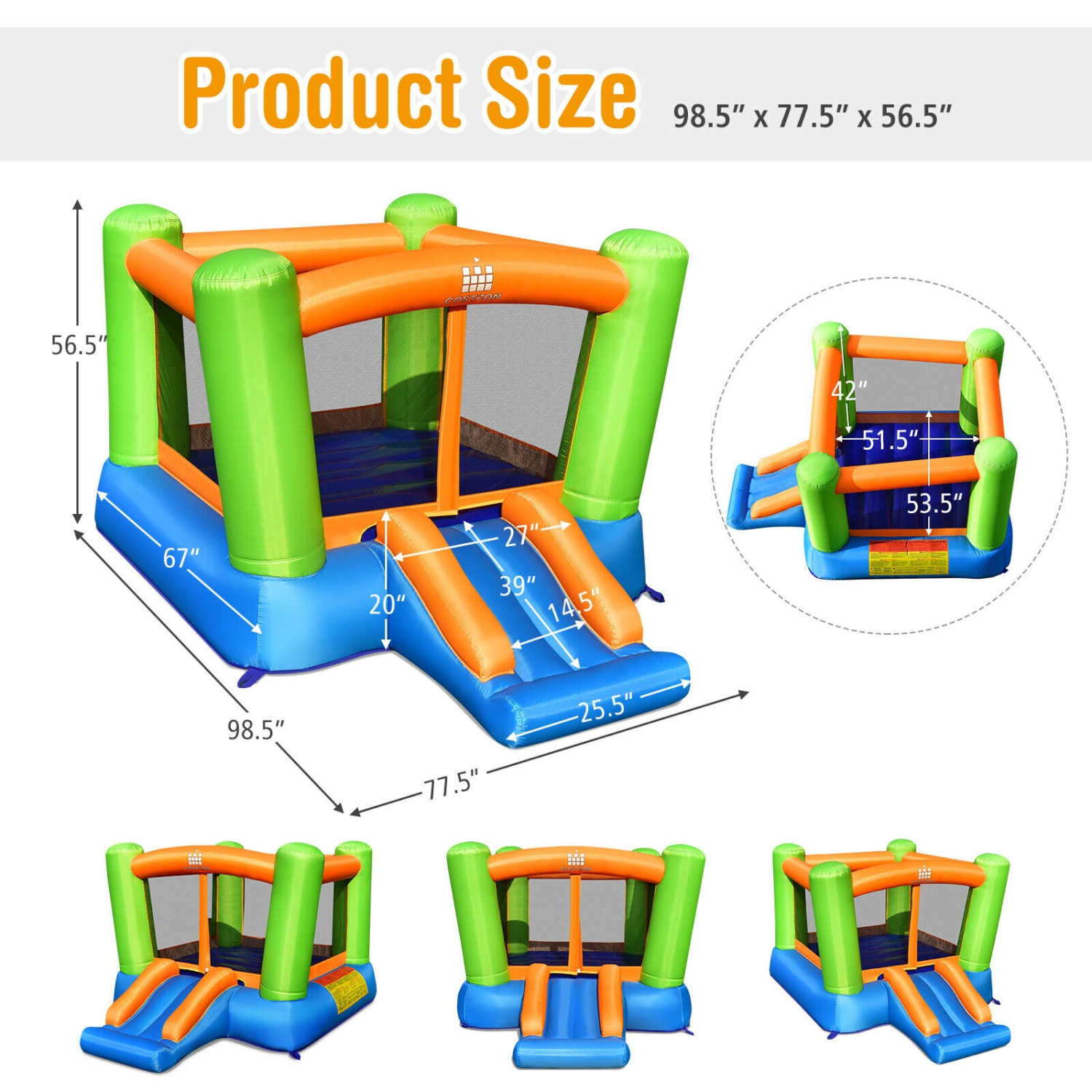 Kids Inflatable Bounce House for Indoor and Outdoor Play – Blower Not Included