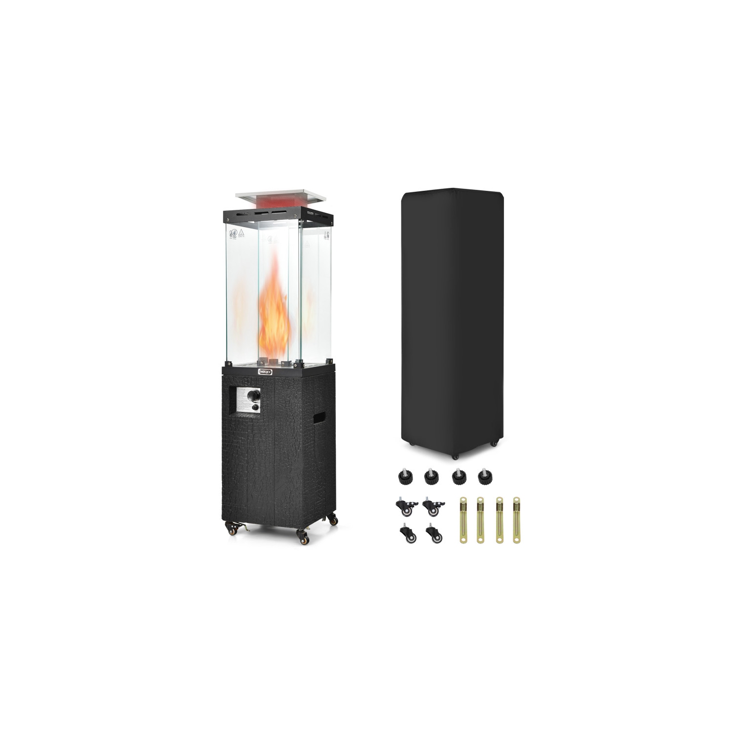 41,000 BTU Propane Patio Heater with Lockable Wheels for Outdoor Heating