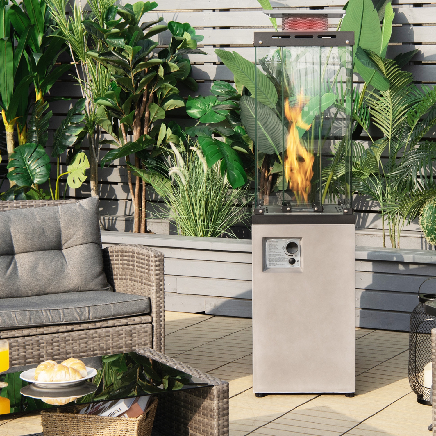 Radiateur de patio au propane de 41&nbsp;000&nbsp;BTU avec roulettes verrouillables pour chauffage extérieur