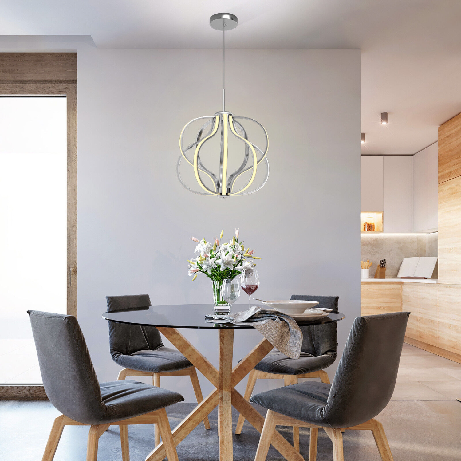 Dimmable Warm White LED Chandelier for Living Room and Dining