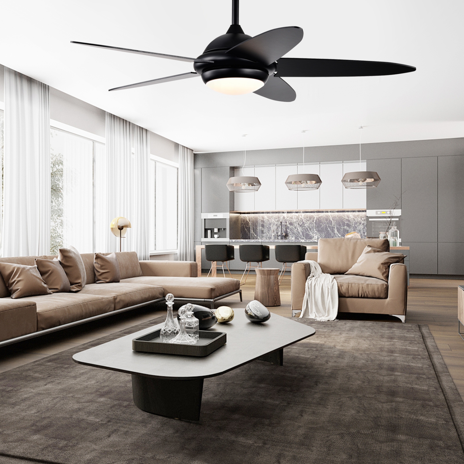 Ceiling Fan with Lights and 3 Adjustable Lighting Colors for Home