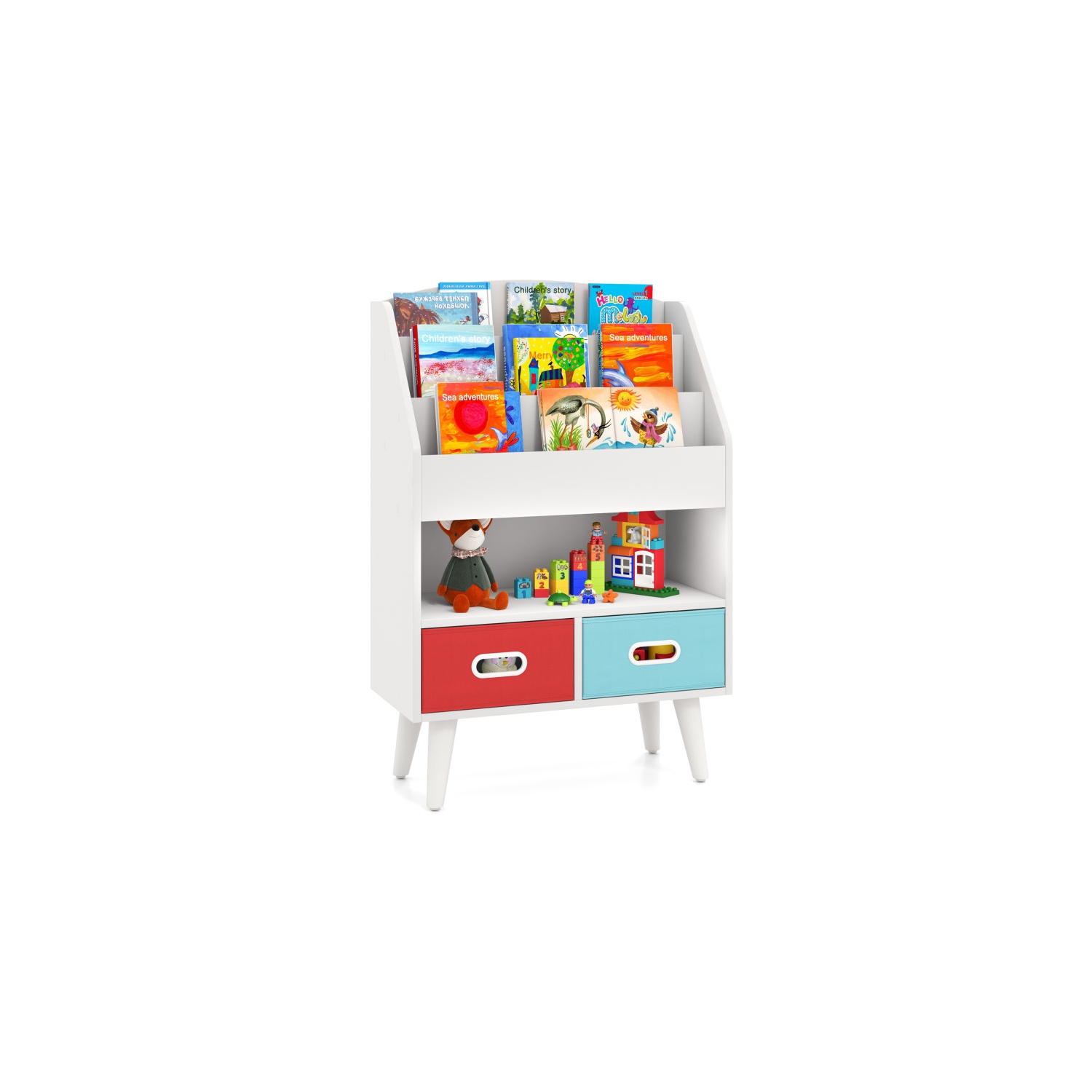 Bibliothèque pour enfants avec compartiment de rangement ouvert pour les tout-petits de 3 ans et plus