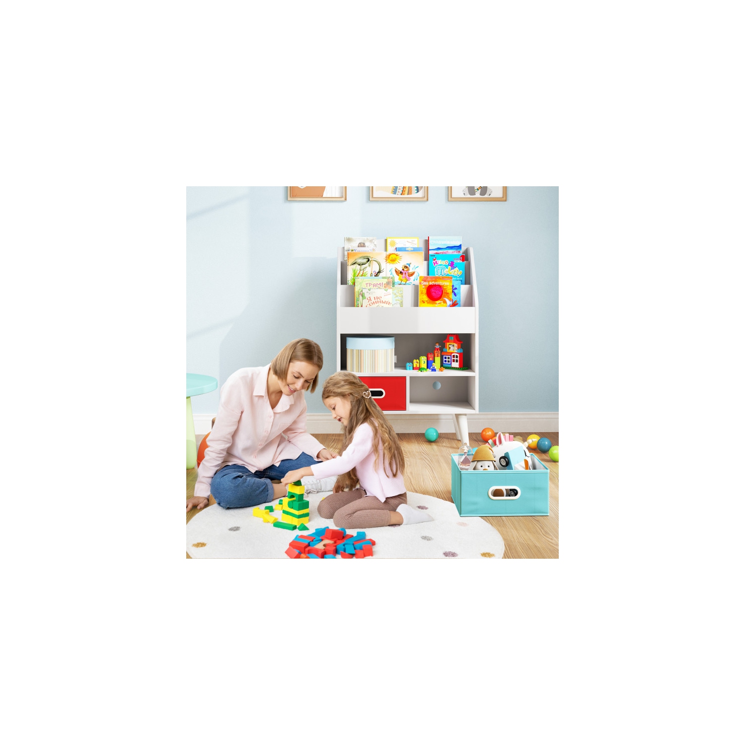 Bibliothèque pour enfants avec compartiment de rangement ouvert pour les tout-petits de 3 ans et plus