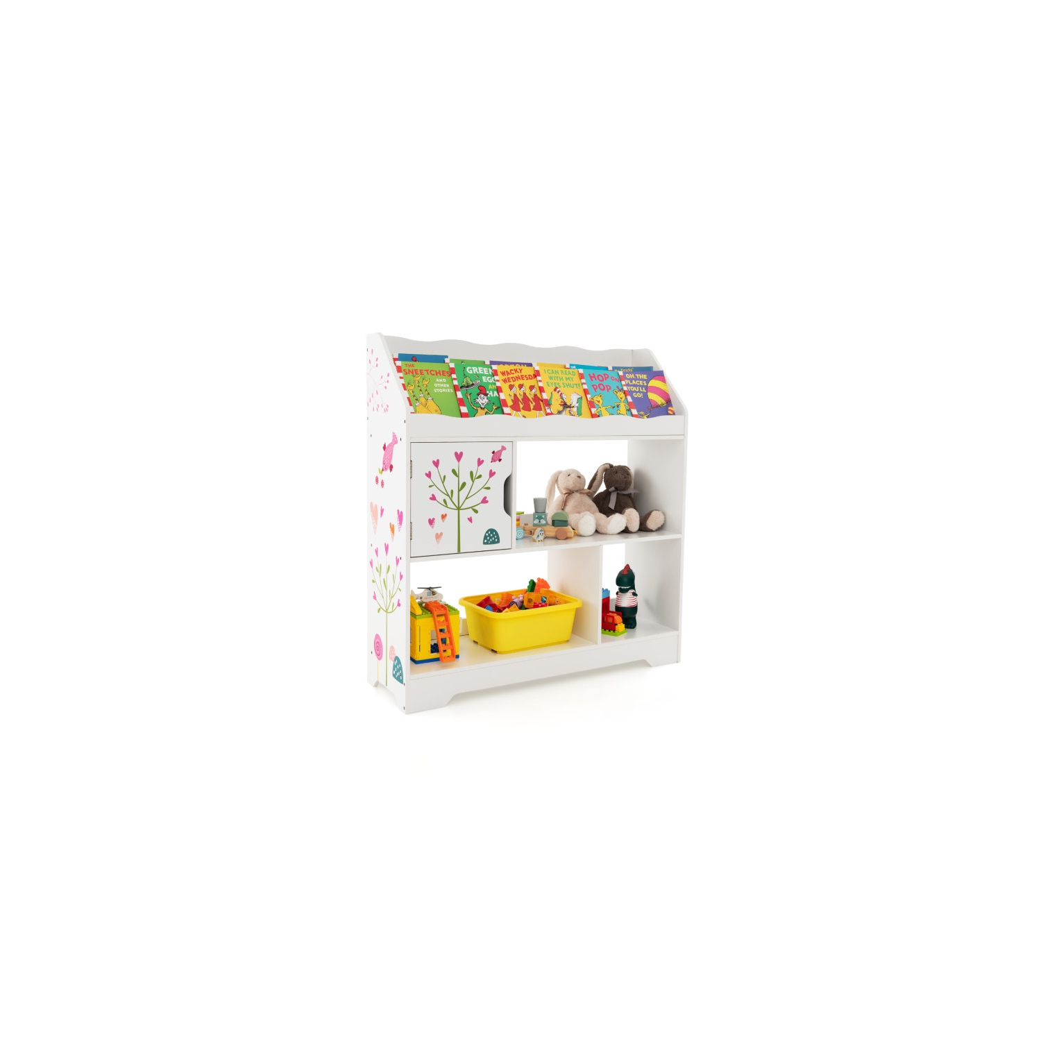 Kids Toy Storage Organizer with Bookshelf and Cabinet for Playroom