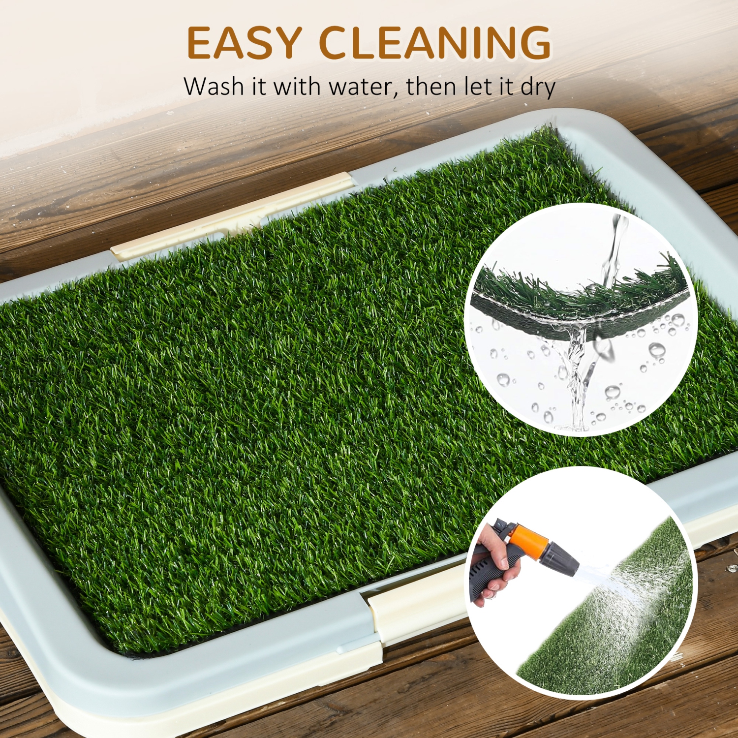 Pawhut Dog Grass Pad with Tray 15" × 10", Dog Litter Box with Artificial Grass, Grid, Panel, Pee Pads for Pets, Potty Training for Indoor Outdoor