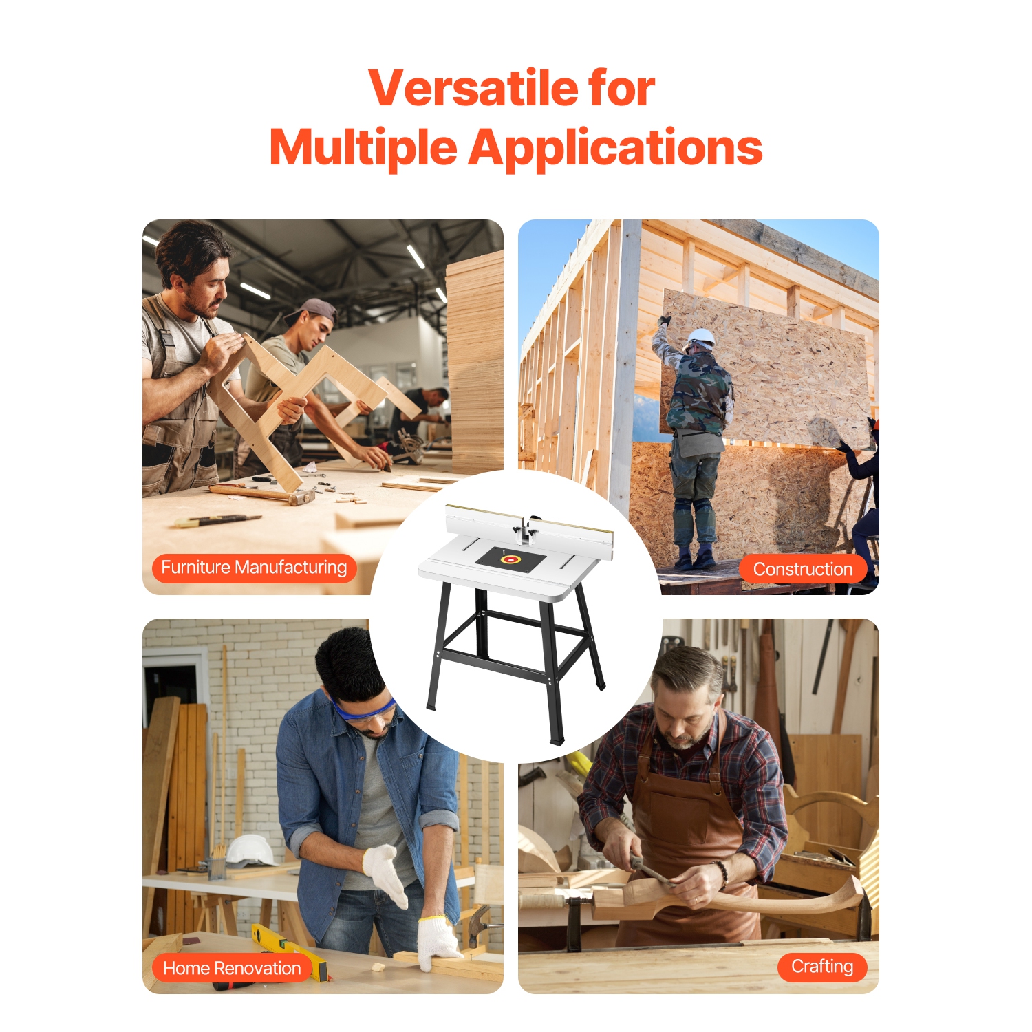 VEVOR 31.5 in x 23.9 in Precision Router Table System, Routing Table Accessory Kit with Adjustable Fence, MDF Top, Sturdy Metal Base, Compatible with