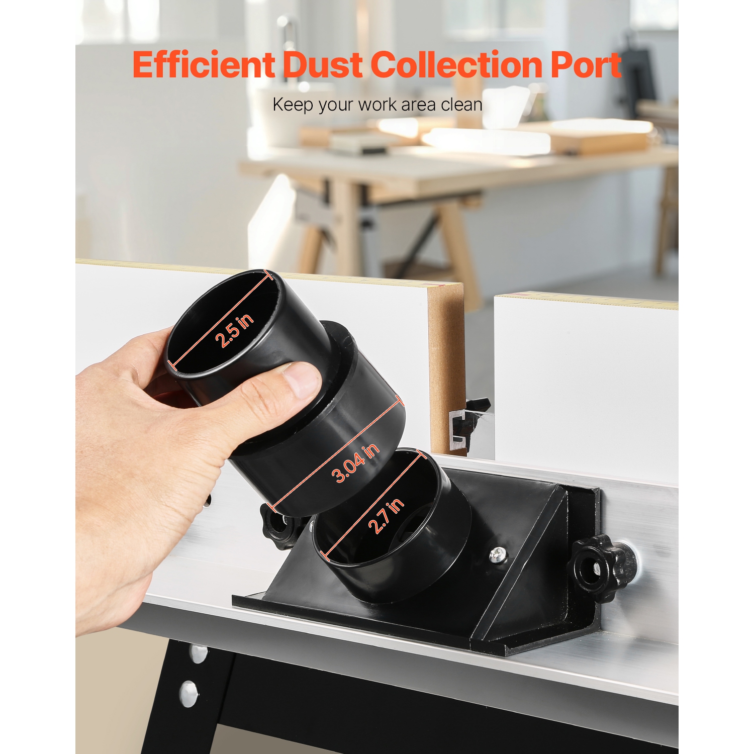 Table à toupie de 24 x 15,7&nbsp;po de VEVOR, table de routage de table avec clôture réglable, dessus en MDF, port de collecte de poussière de 2 1/2,