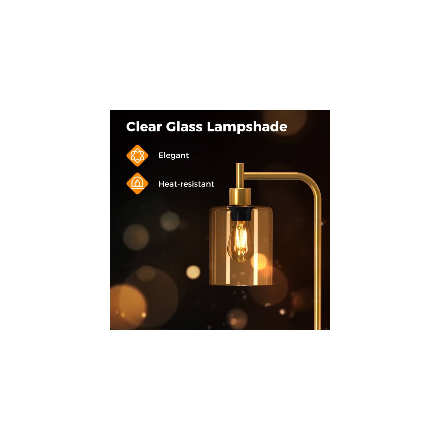 Contemporary Floor Lamp with Glass Hanging Shade and Foot Switch