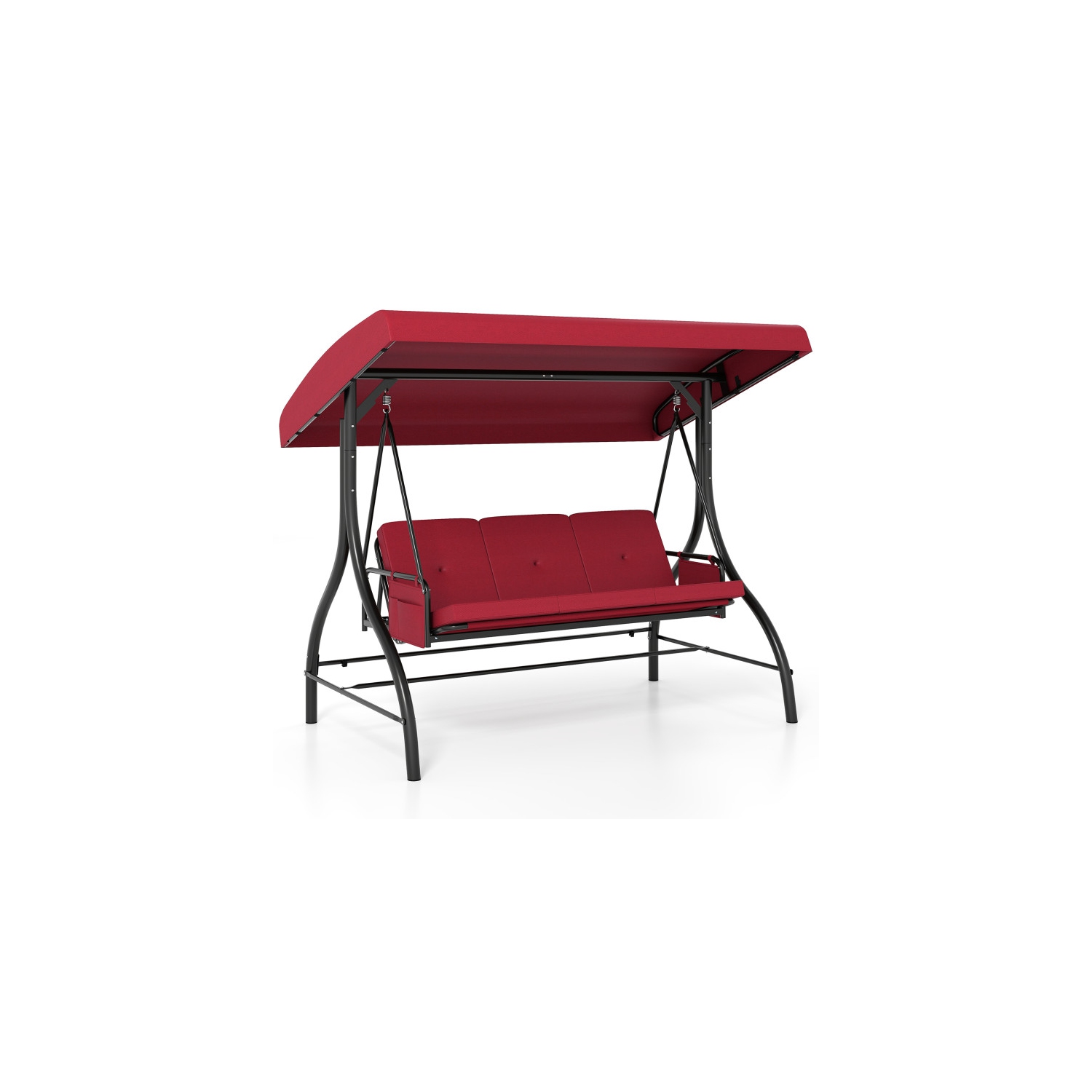 Balançoire pour patio 3 pièces – Balançoire d'extérieur confortable avec coussins et rangement latéral