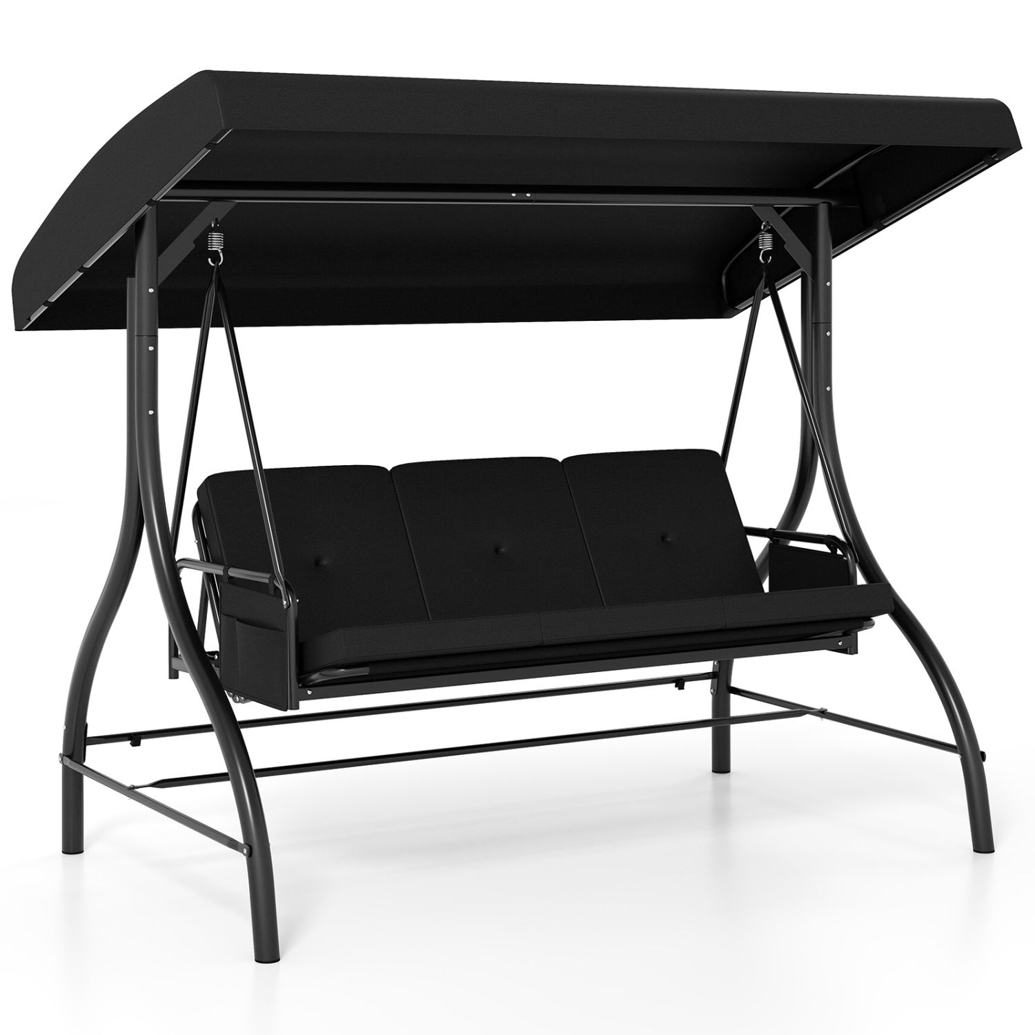 Balançoire pour patio 3 pièces – Balançoire d'extérieur confortable avec coussins et rangement latéral