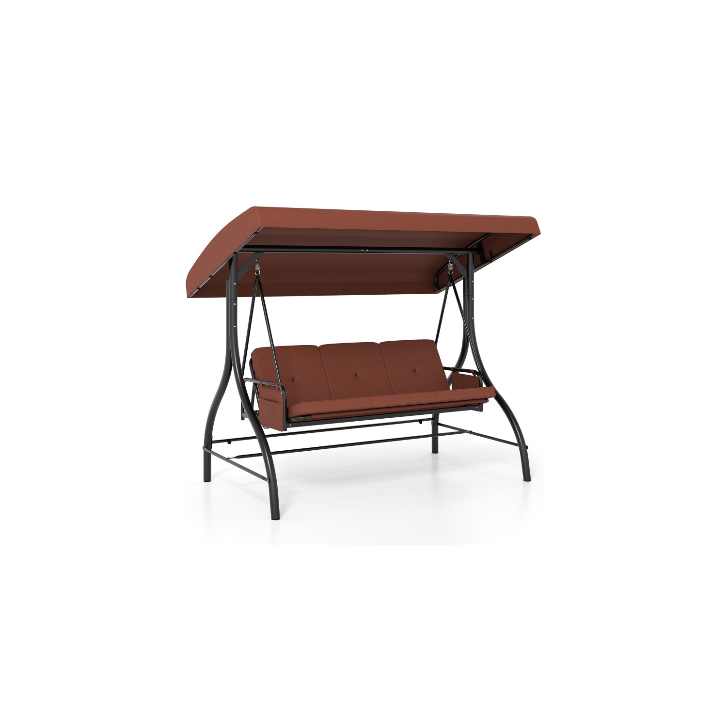 Balançoire pour patio 3 pièces – Balançoire d'extérieur confortable avec coussins et rangement latéral