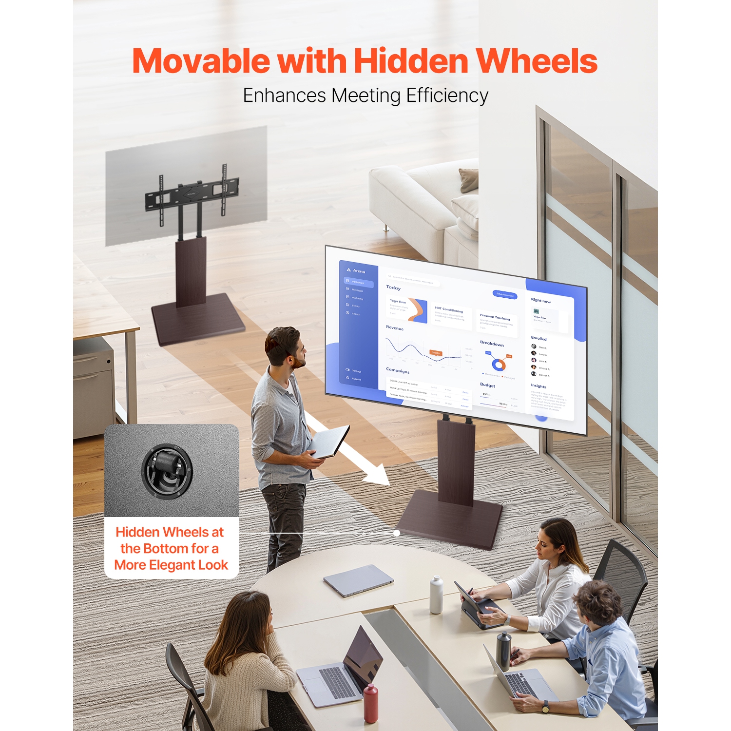 Support universel pour téléviseur de capacité VEVOR 99&nbsp;lb, support de table pour écran de 32 70&nbsp;po, support pivotant et réglable en hauteur