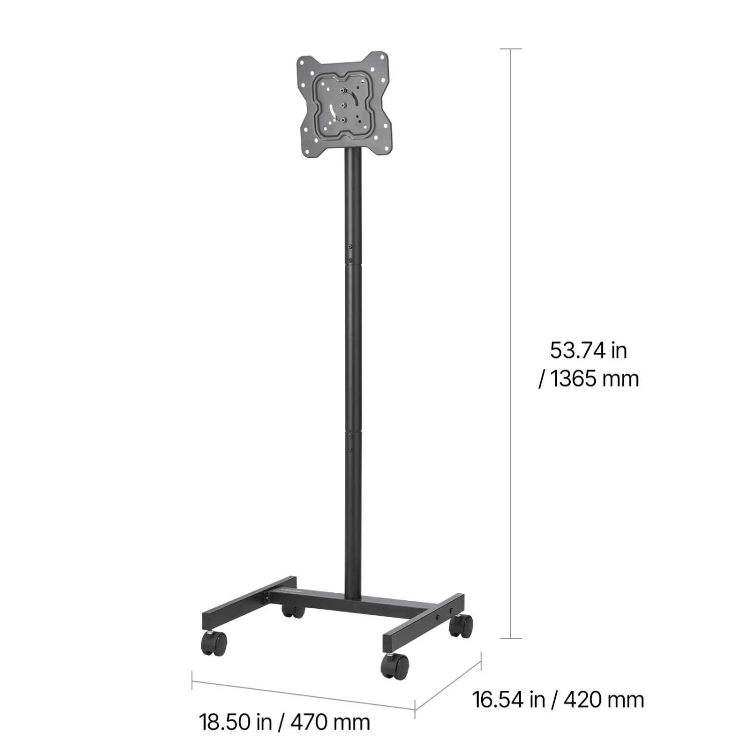 VEVOR 44 lbs Capacity Rolling TV Stand, Mobile TV Cart for 17-55 Inch Screens, Portrait to Landscape, Portable TV Stand with Wheels for Living Room,