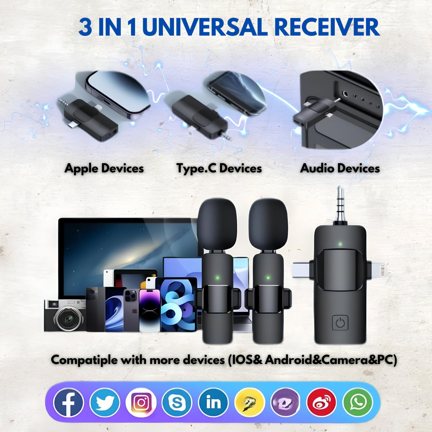 Micro-cravate sans fil pour iPhone, Android, USB-C, Plug-Play, mini microphone à délai ultrafaible 2,4 G pour entrevue /tiktok/Vlog/YouTube