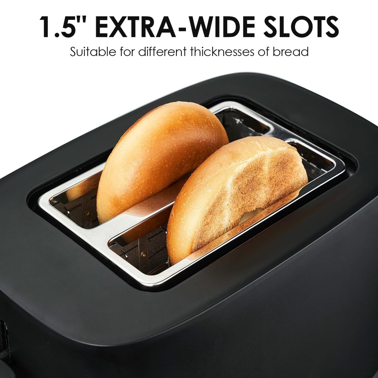 Small Stainless Steel Toaster, 2-Slice Toaster with 36mm Wide Slots, Double-Sided Toasting, 6 Adjustable Levels, Suitable for Kitchen