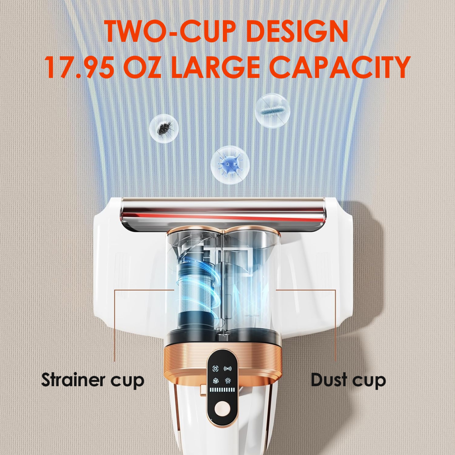 Household Wireless Mite Removal Device, Portable Ultraviolet Sterilization Mite Removal Device 13000Pa, Suitable for Bedroom and Living Room