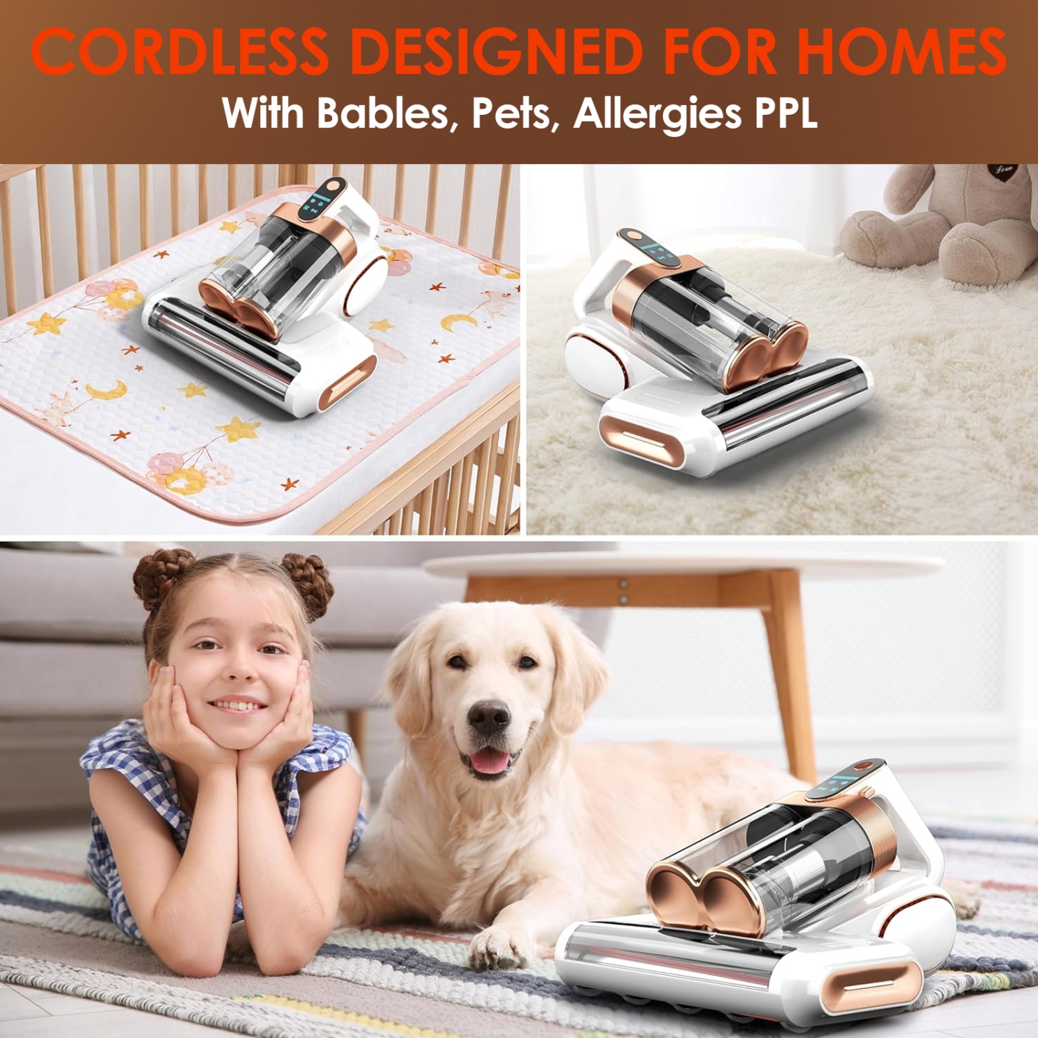 Household Wireless Mite Removal Device, Portable Ultraviolet Sterilization Mite Removal Device 13000Pa, Suitable for Bedroom and Living Room