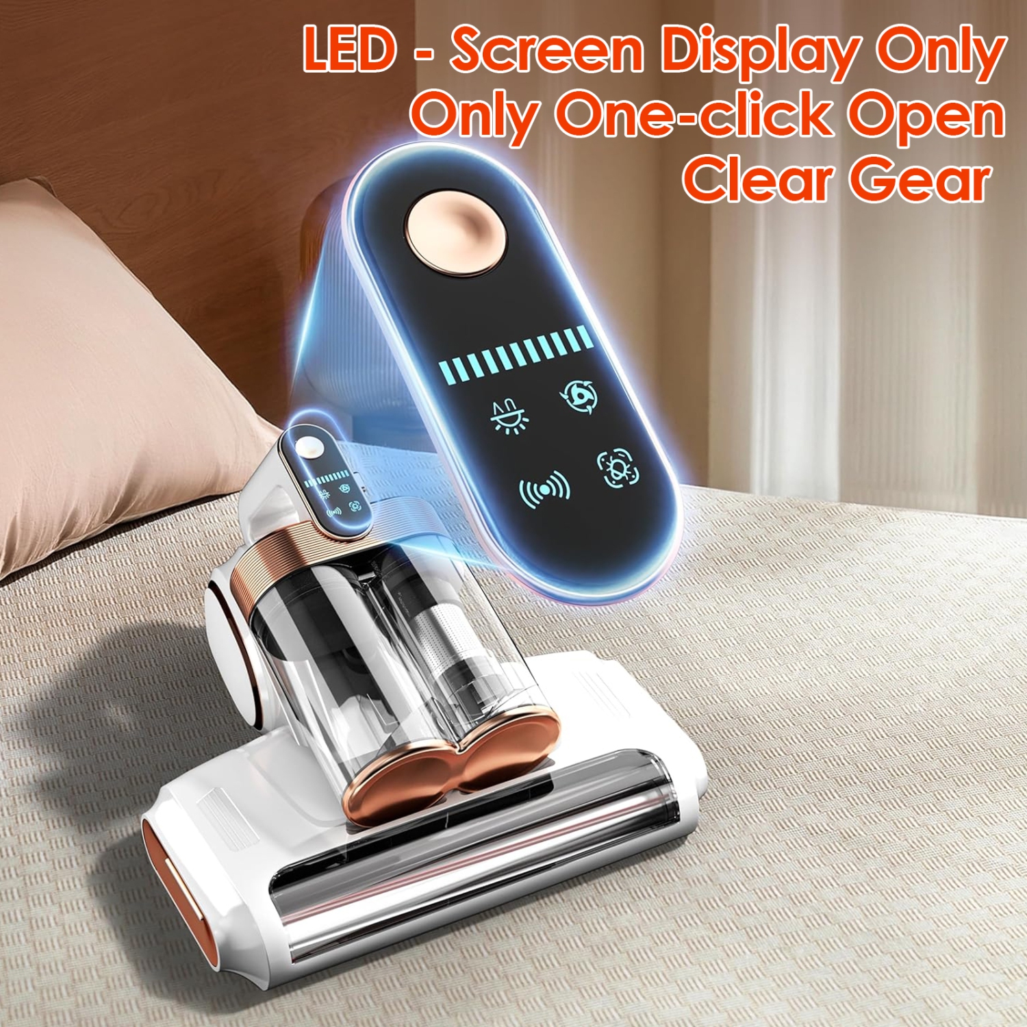 Household Wireless Mite Removal Device, Portable Ultraviolet Sterilization Mite Removal Device 13000Pa, Suitable for Bedroom and Living Room