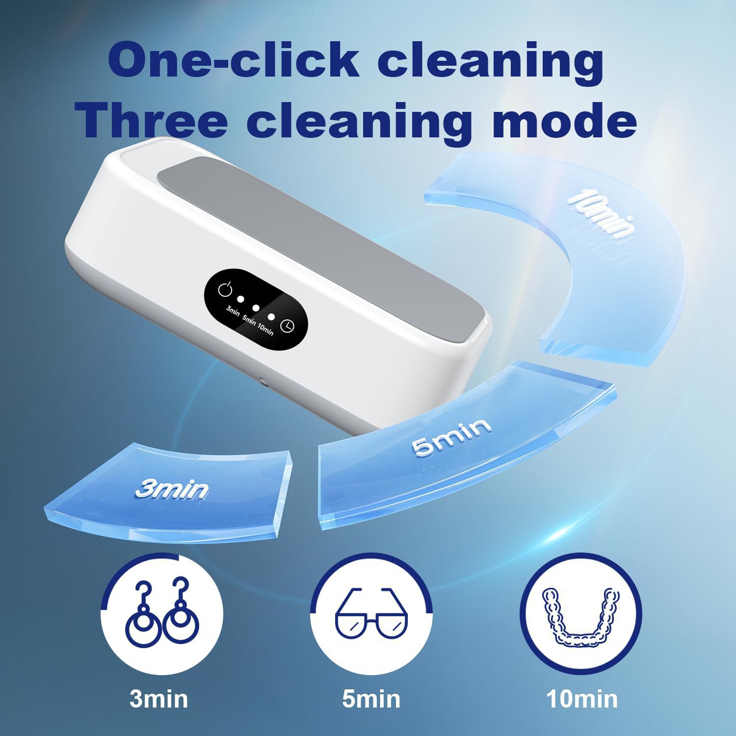 Ultrasonic Glasses Cleaning Machine,21.4Oz Jewelry Clean Machine for Ring Earring Dentures Necklaces Watch Strap Keycap Earrings