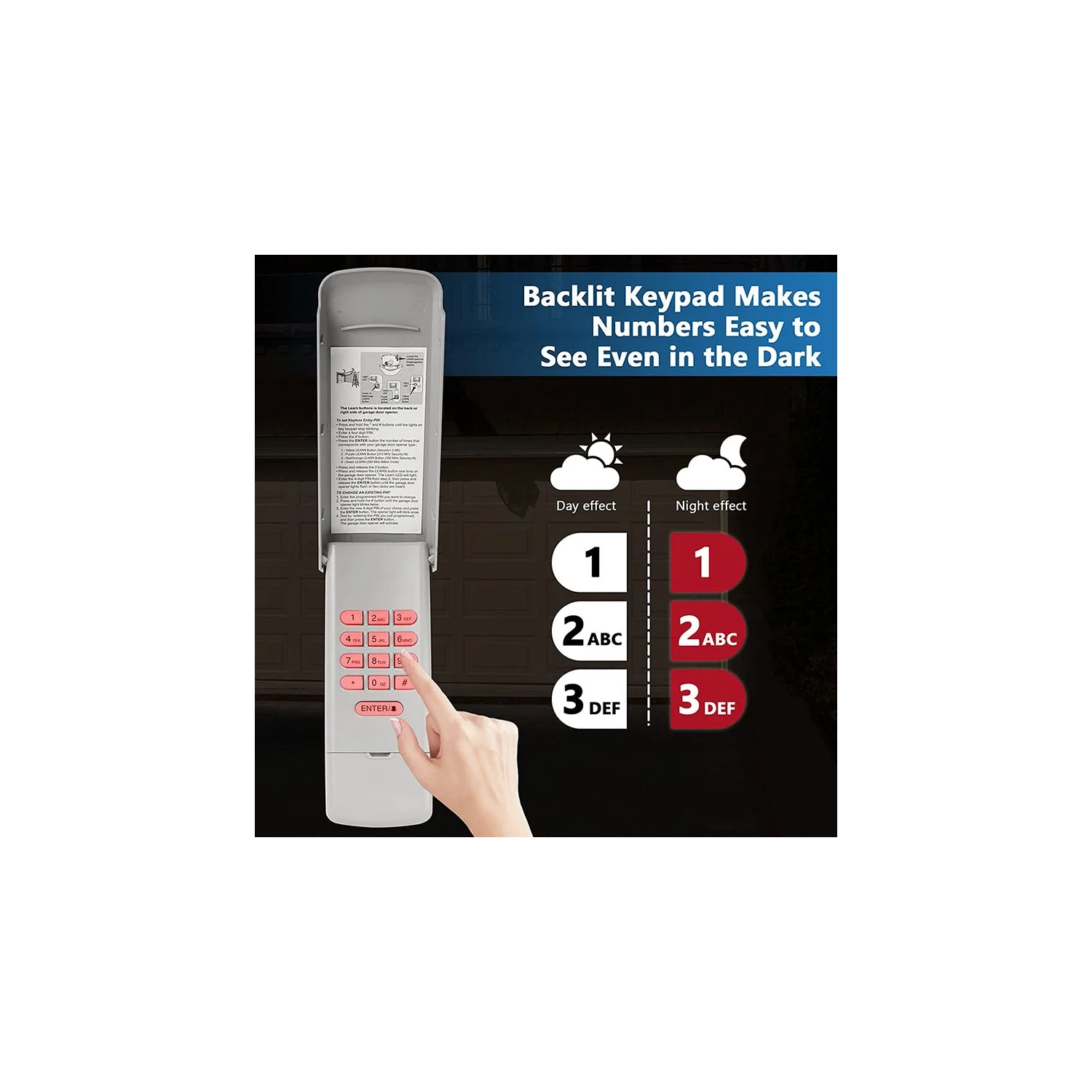 Ouvre-porte de garage Clavier universel compatible avec LiftMaster, pour 878MAX 877LM 977LM 377LM 376LM 315&nbsp;MHz Télécommande à clavier sans fil