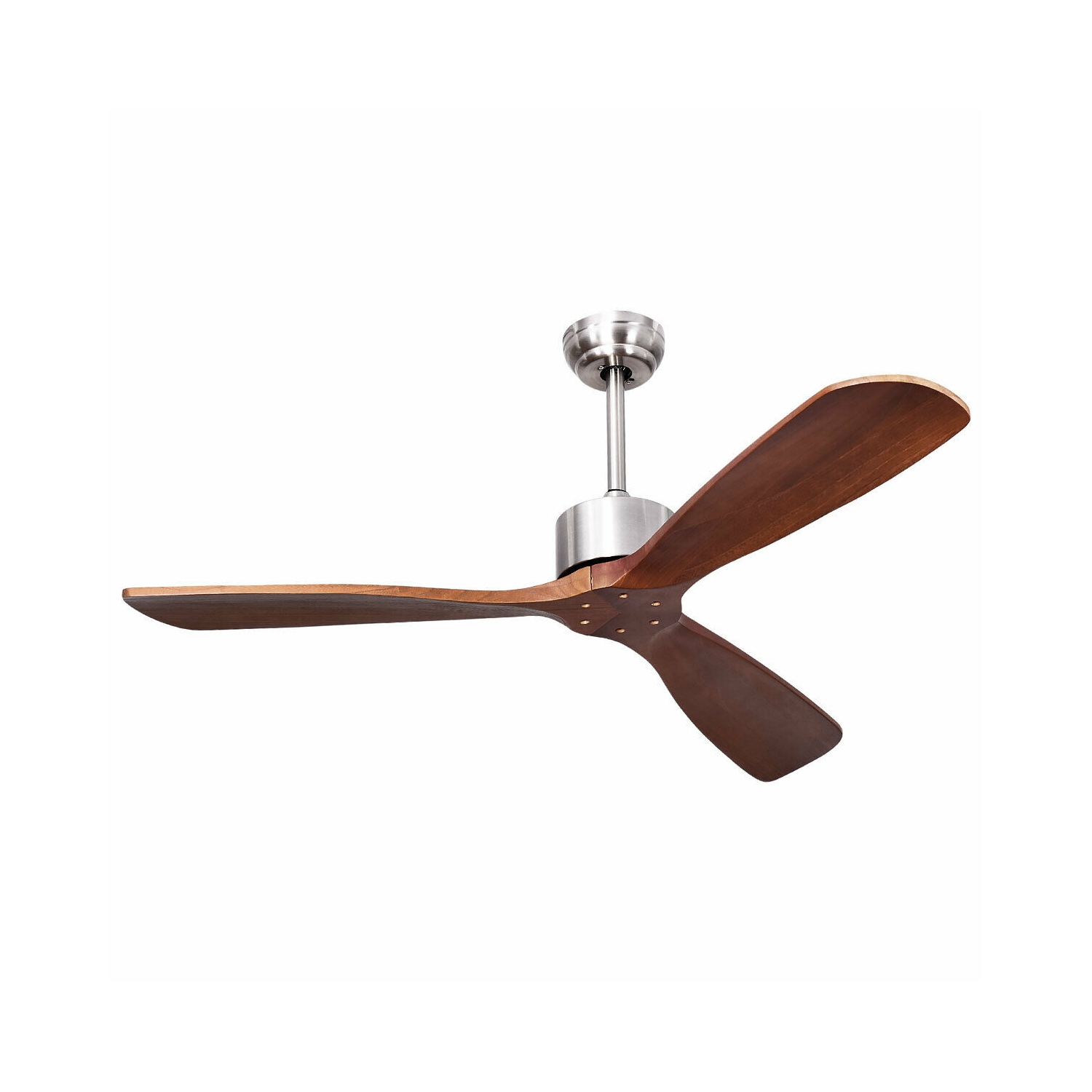 Ventilateur de plafond moderne en nickel brossé avec télécommande pour le salon