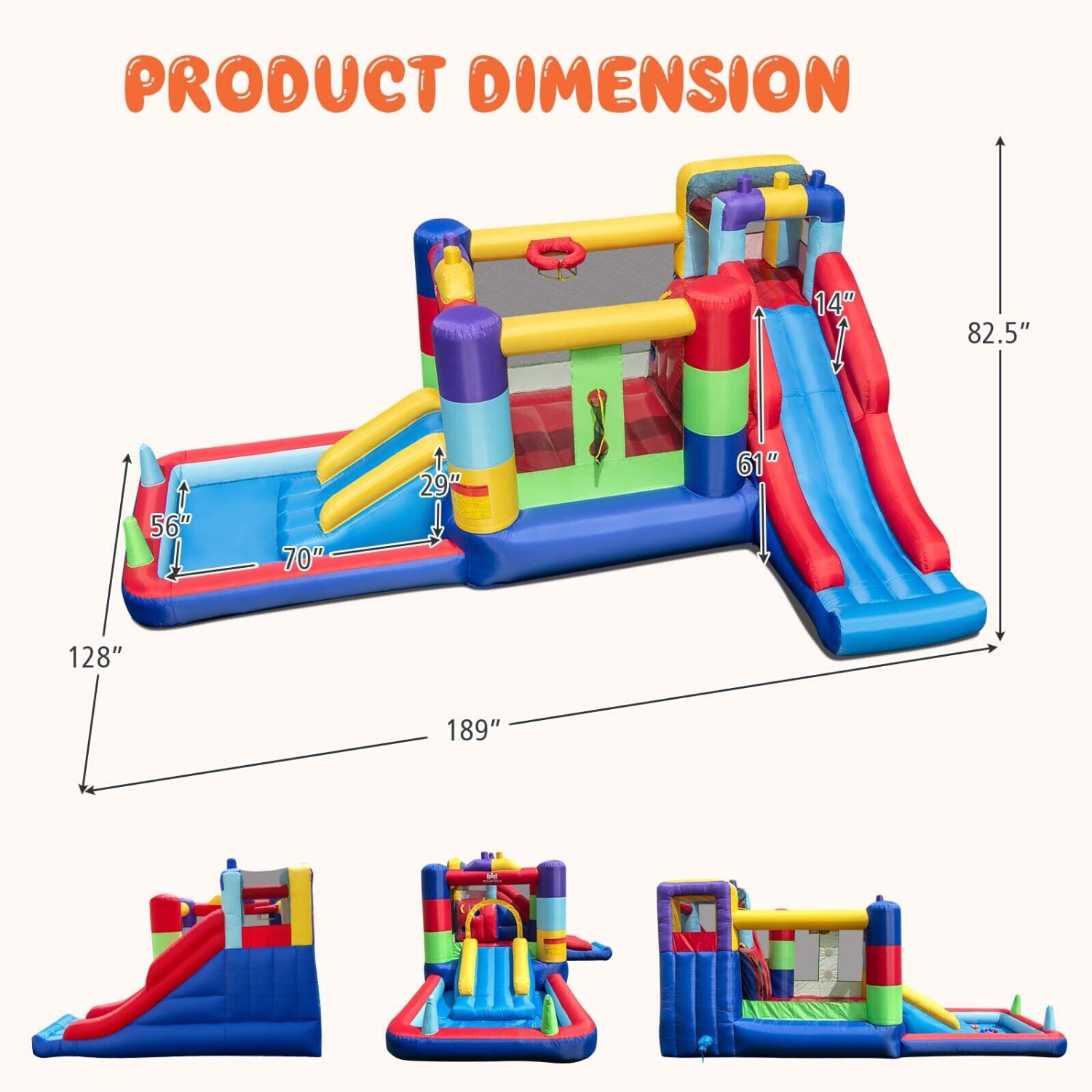 Inflatable Bounce Castle – Indoor Outdoor Ball Pit Playhouse with Blower