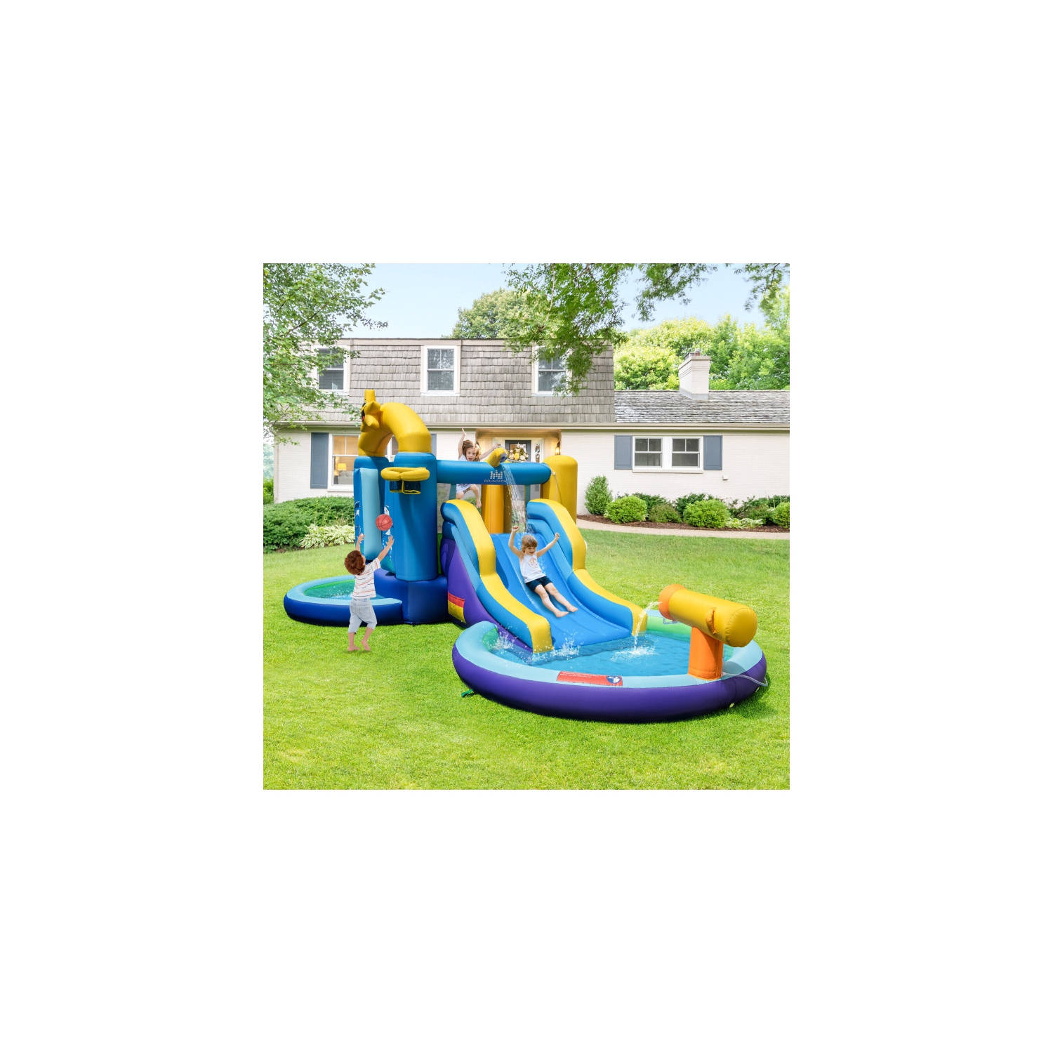 Kids Inflatable Ocean Bounce House – Play Castle with Dual Pools and Blower