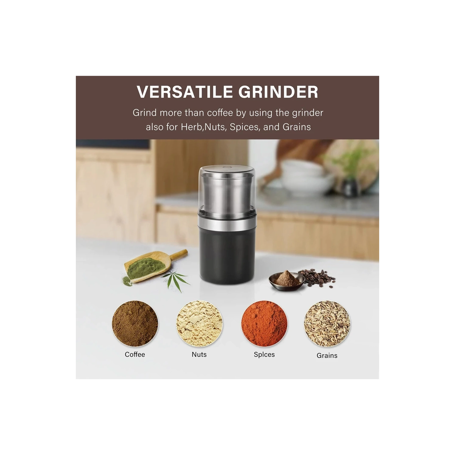 Moulin à café portatif avec 2&nbsp;tasses à moudre, mélangeur multifonction Home pour la cuisine et le café