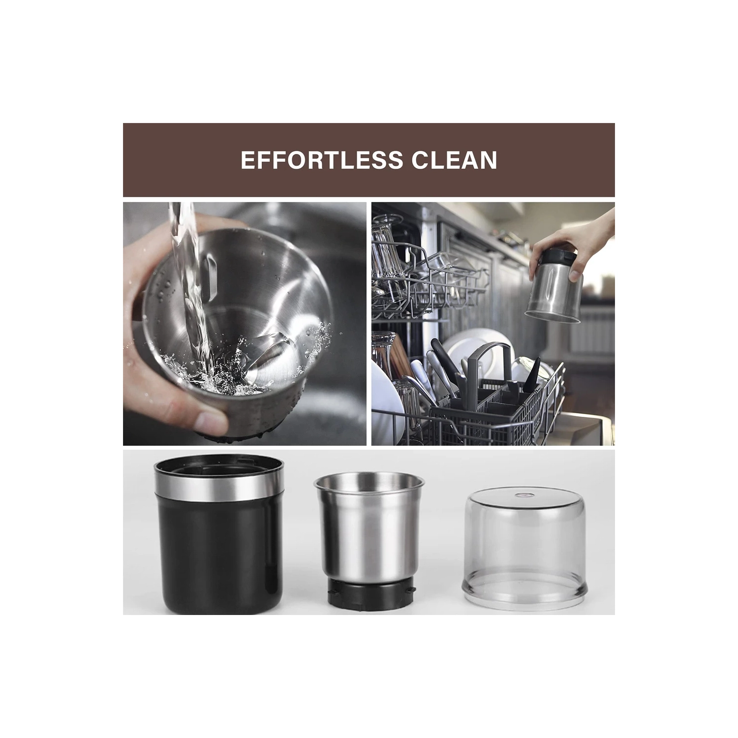 Moulin à café portatif avec 2&nbsp;tasses à moudre, mélangeur multifonction Home pour la cuisine et le café