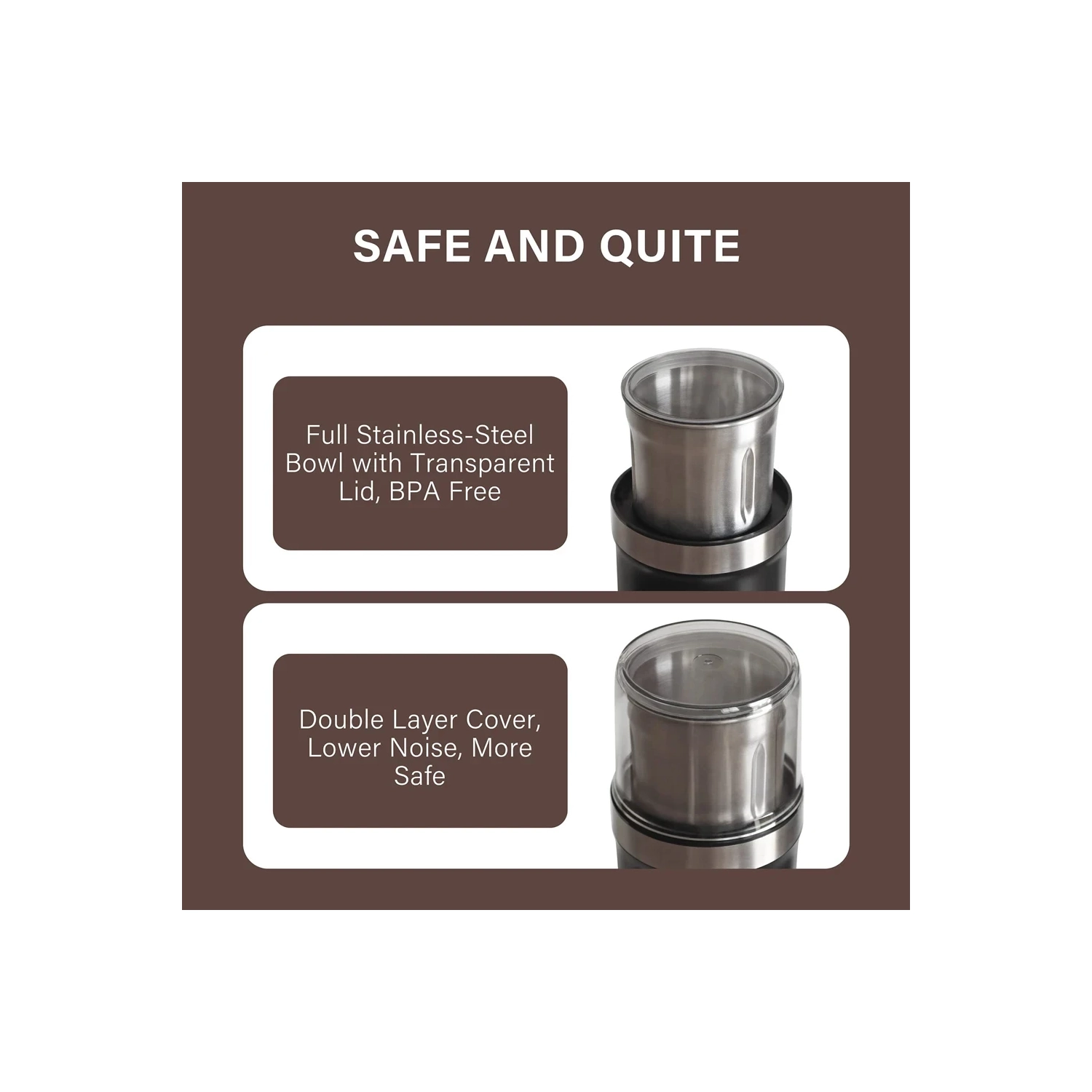 Moulin à café portatif avec 2&nbsp;tasses à moudre, mélangeur multifonction Home pour la cuisine et le café