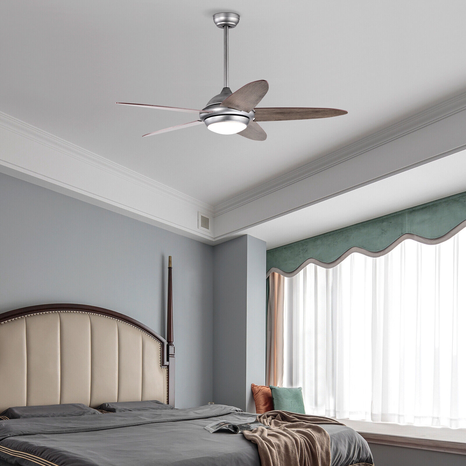 Ventilateur de plafond avec lumières et 3 couleurs d'éclairage réglables pour la maison