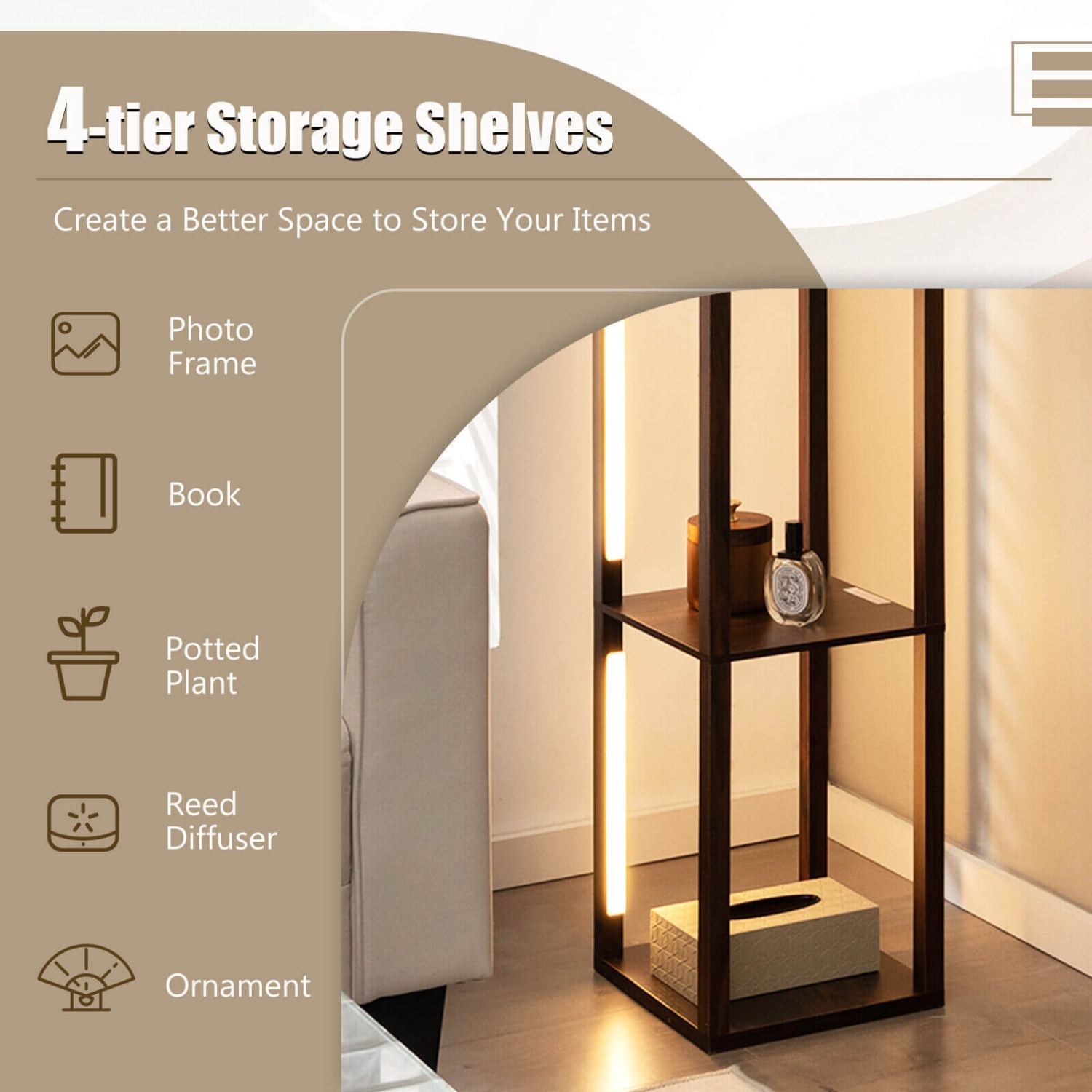 Lampadaire réglable avec éclairage LED à 3 niveaux à intensité réglable et poteaux rotatifs